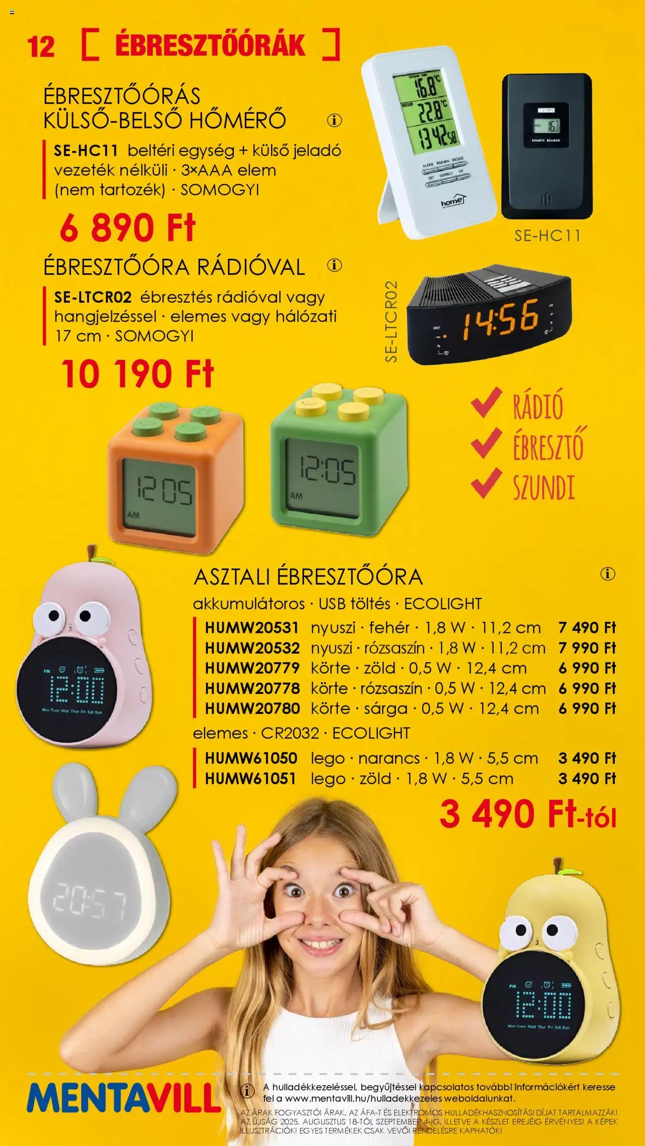 Mentavill akciós ujság - amely érvényes a következő dátumtól: 18.08.2025 | Oldal: 12 | Termékek: Körte, Rádió, Ébresztőóra, Hőmérő