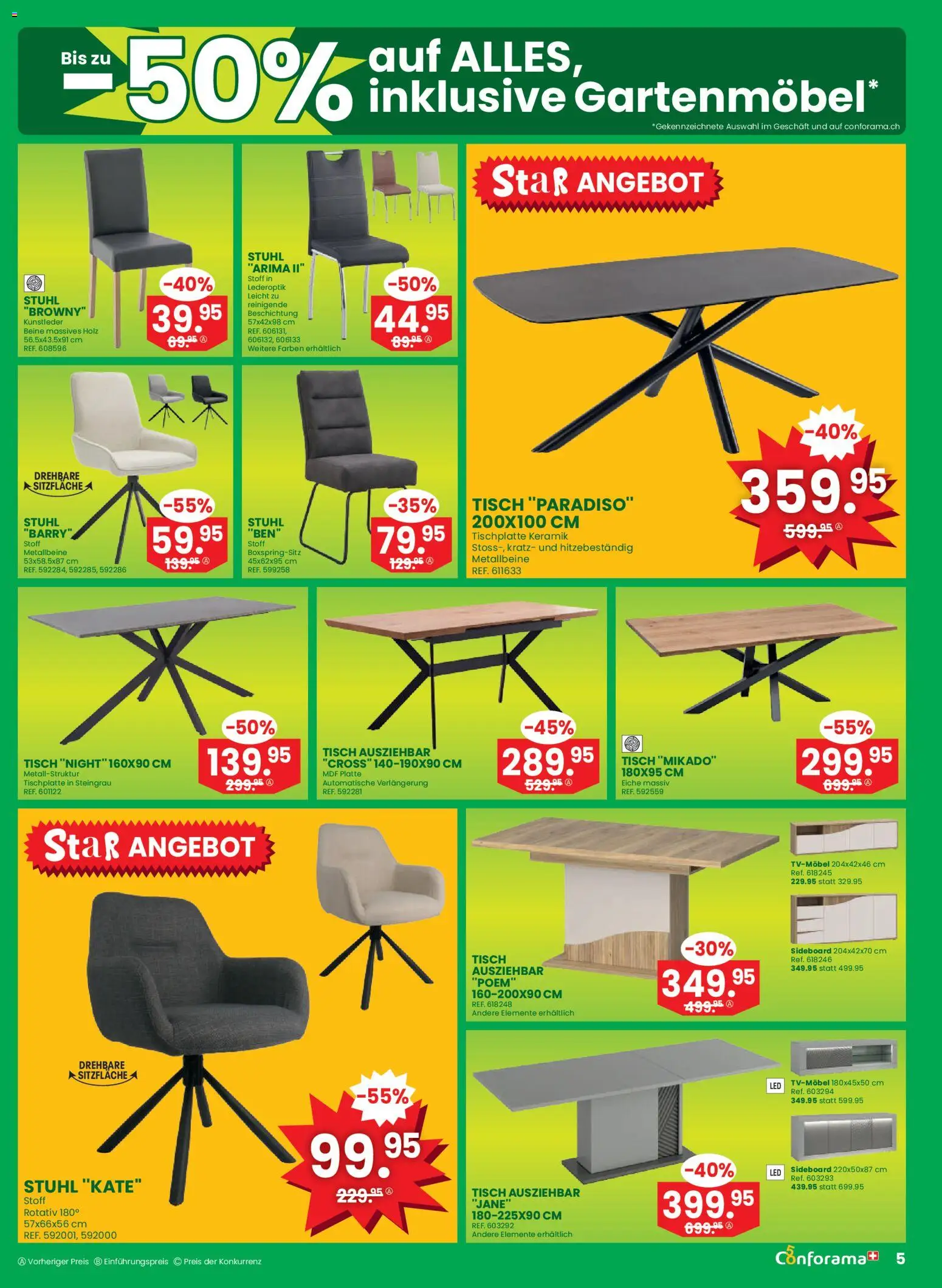 Conforama aktionen Primavera – gültig ab 01.04.2026 | Seite: 5 | Produkte: Tisch, Stuhl, Sideboard