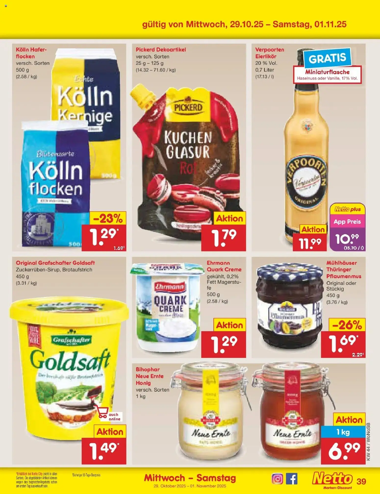 Netto Marken-Discount prospekt Pirna	 – gültig ab 27.10.2025 | Seite: 43 | Produkte: Kolln, Quark, Kuchen, Flocken