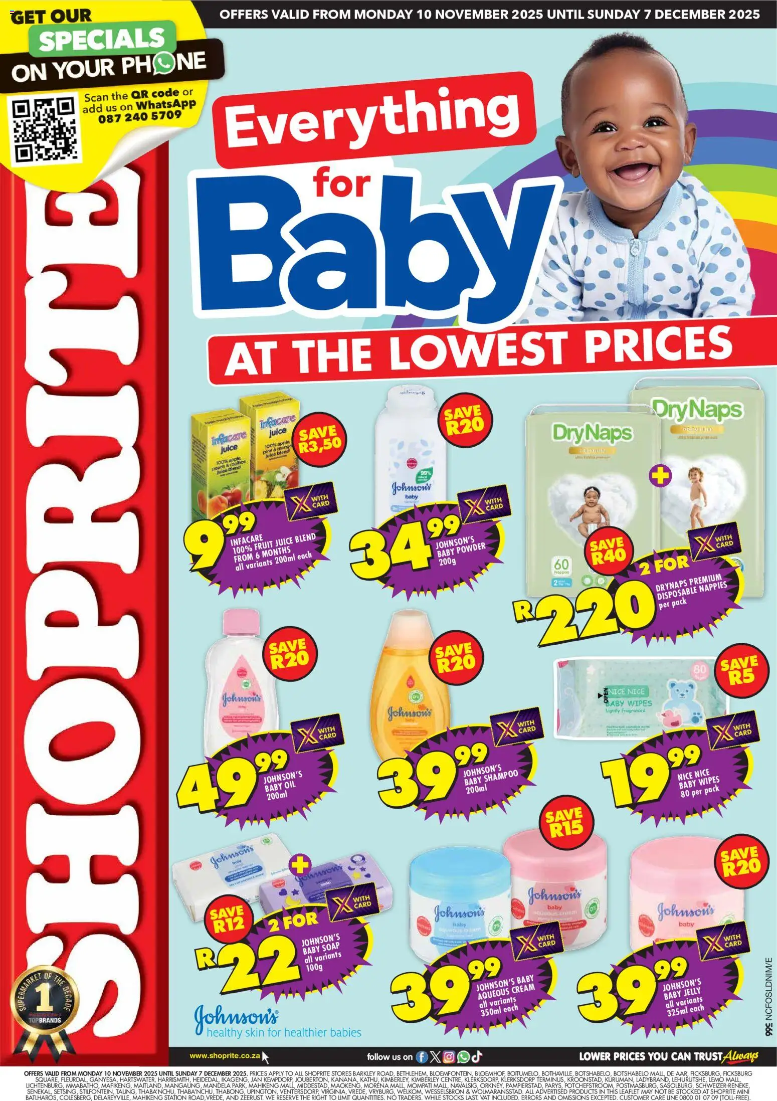 New Shoprite catalogue – valid from 10.11.2025 | Page: 1 | Products: Fragrance, Juice, Cream, Nappies