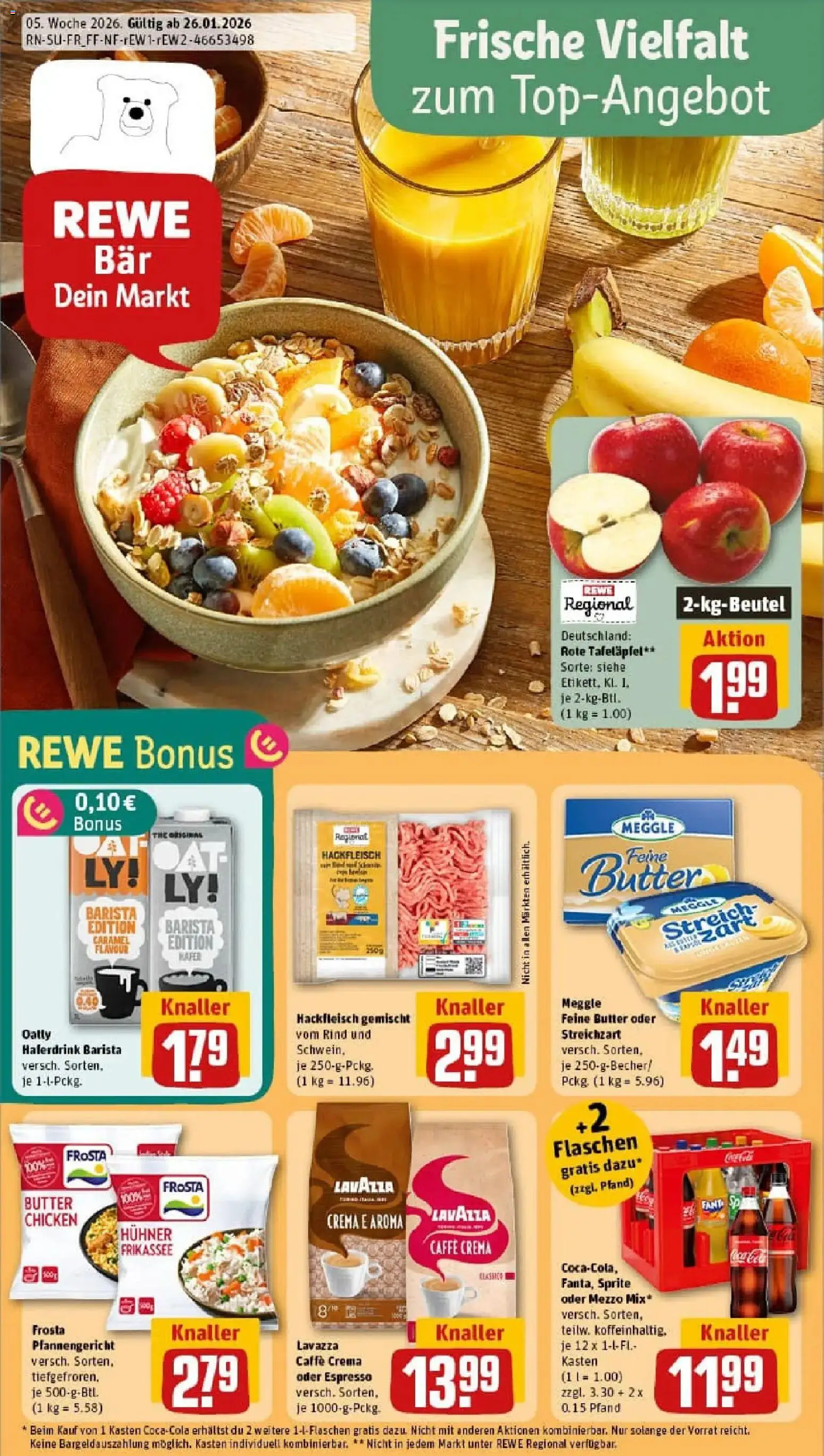 Rewe prospekt Helmbrechts	 – gültig ab 26.01.2026 | Seite: 1 | Produkte: Butter, Frosta, Oatly, Hackfleisch