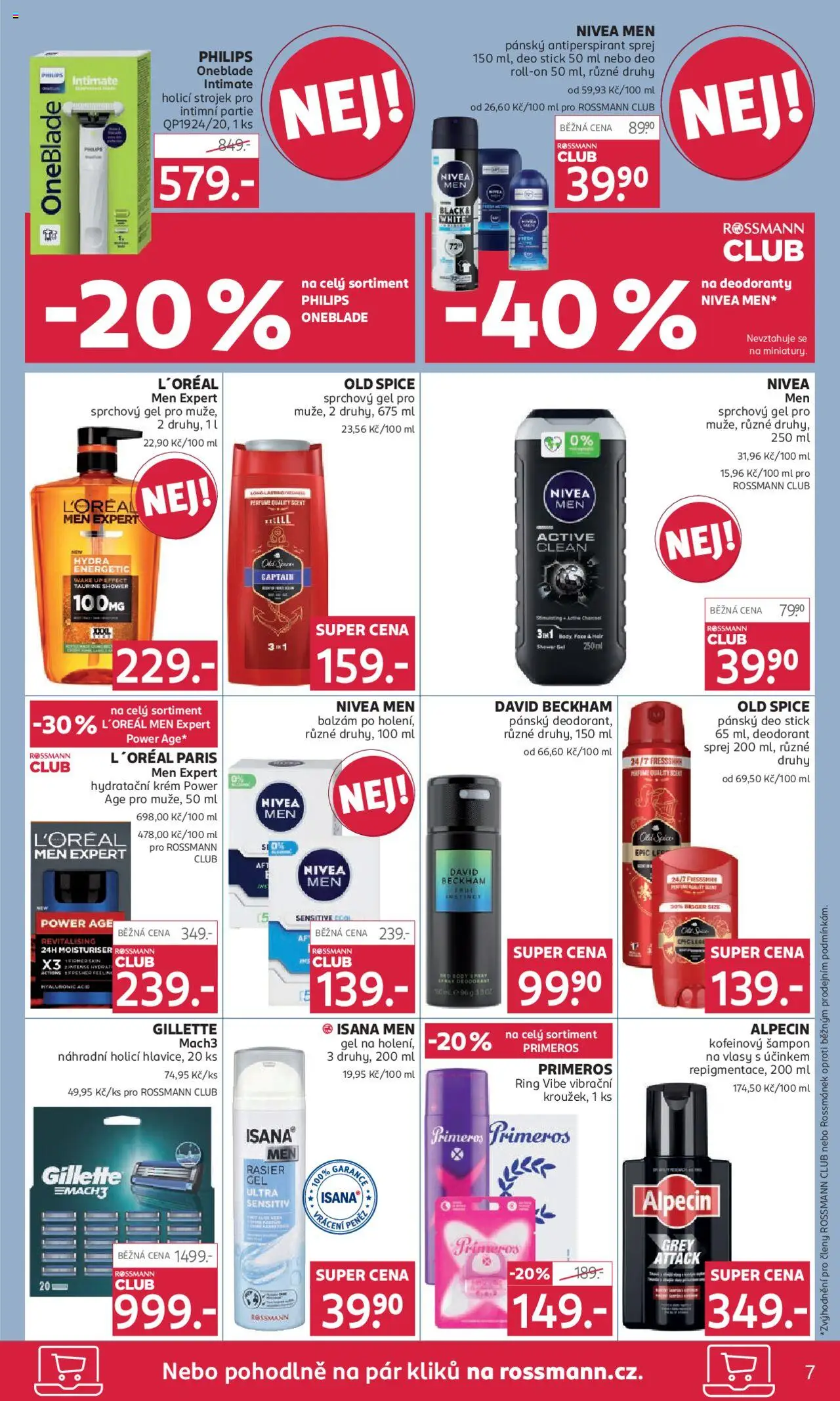 Rossmann leták od 13.08.2025 | Strana: 7 | Produkty: Hydratační krém, Holicí strojek, Gillette Mach3, Body