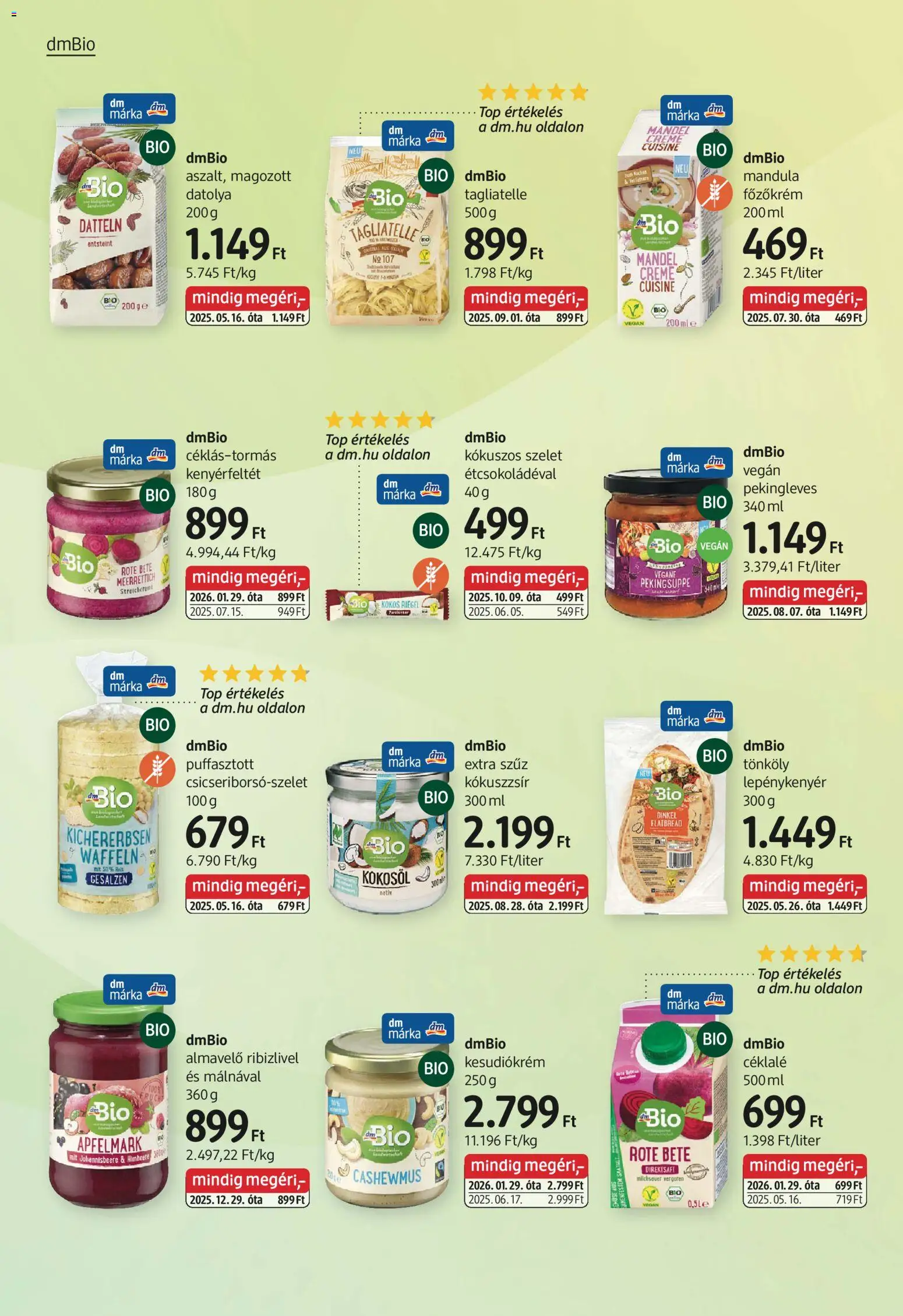 DM Drogerie Markt akciós ujság - amely érvényes a következő dátumtól: 05.03.2026 | Oldal: 16 | Termékek: Datolya, Mandula, Kókuszzsír, Vegán