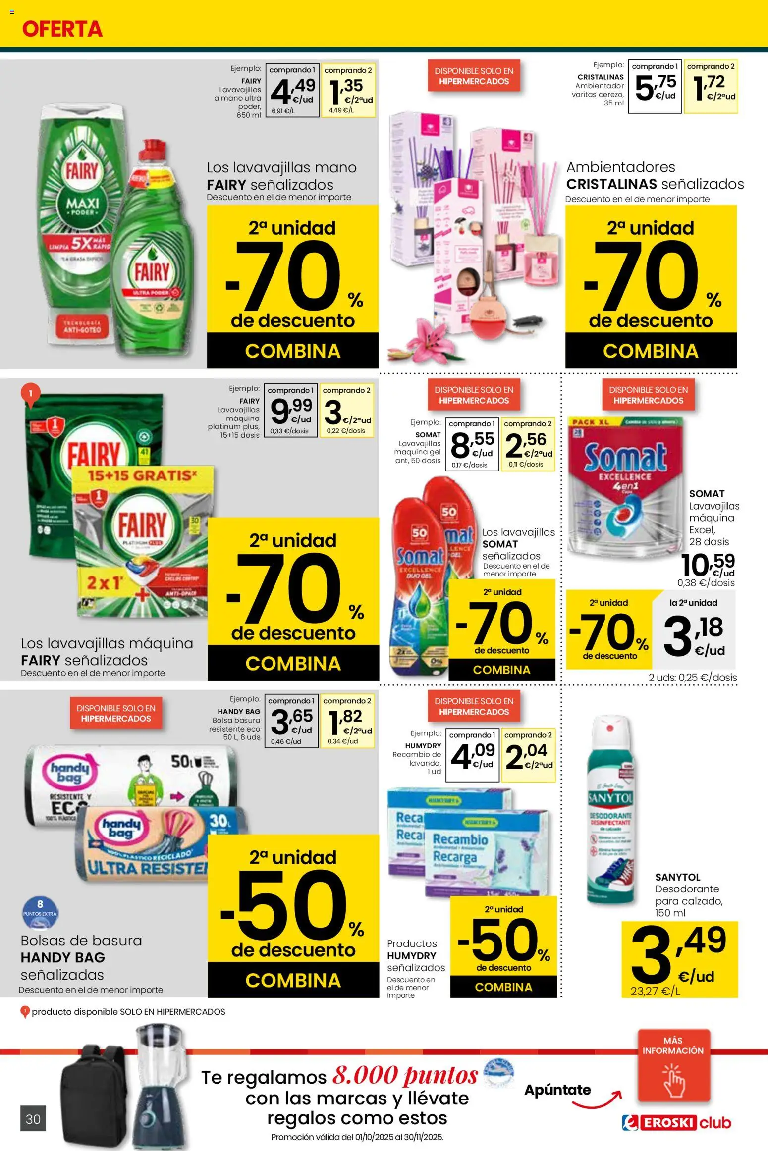 Eroski folleto │ válido desde el 13.11.2025 | Página: 30 | Productos: Desodorante, Té, Bolsa, Lavavajillas