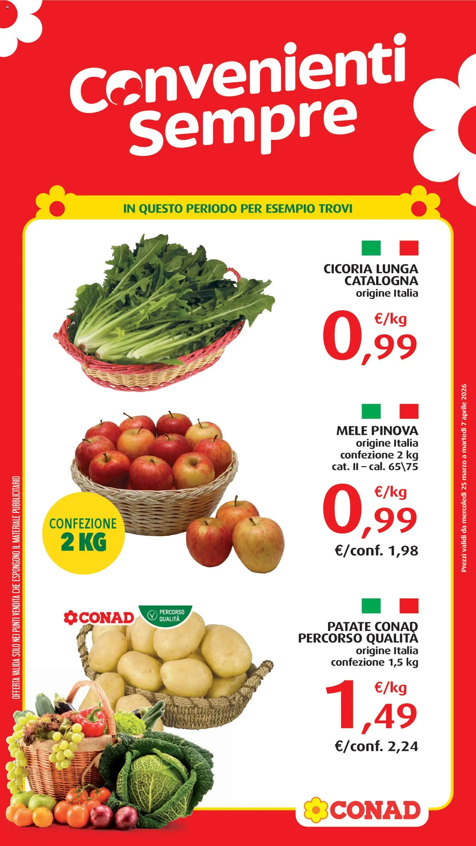 Volantino Conad del 25.03.2026 | Pagina: 3 | Prodotti: Mele, Patate