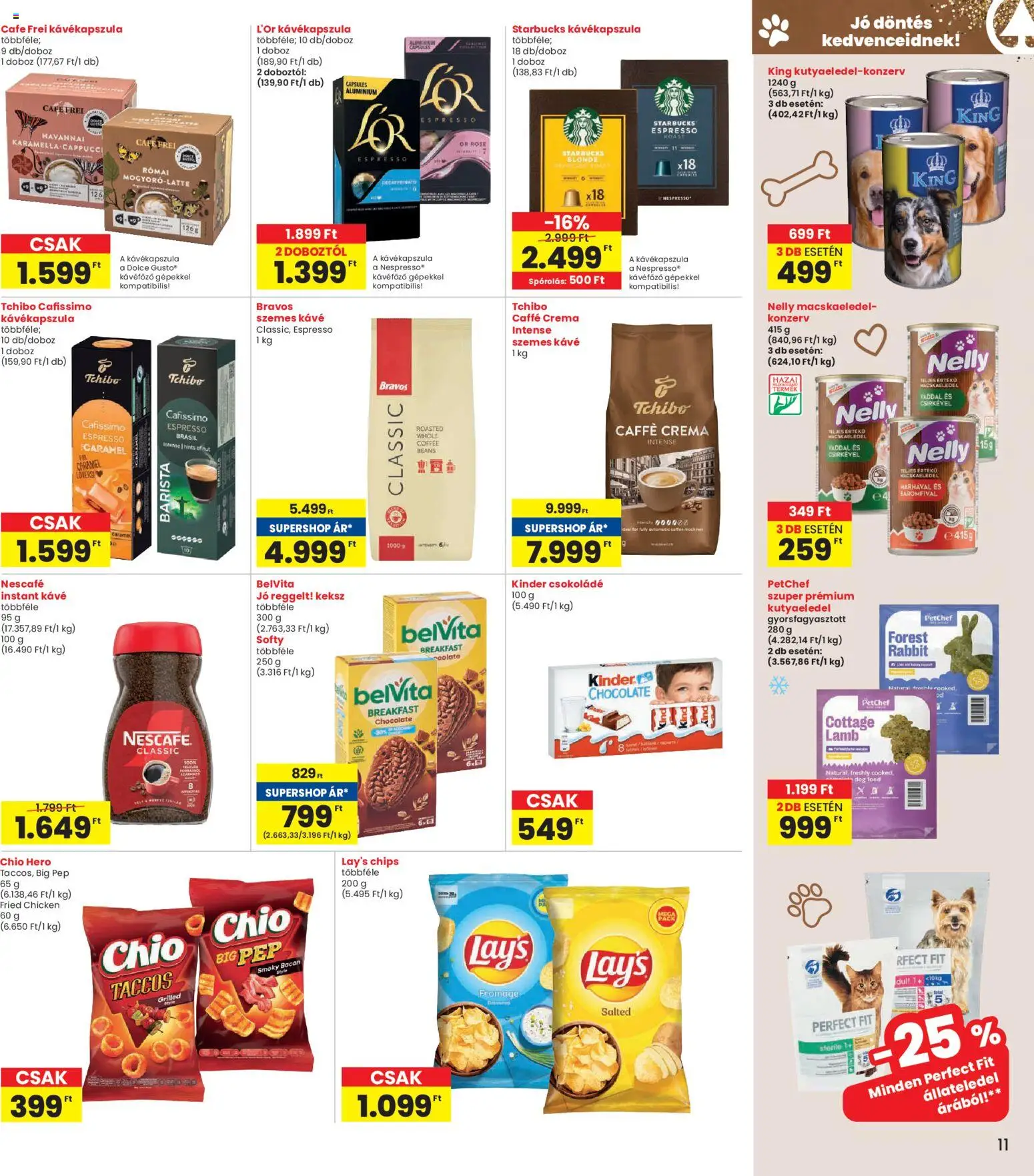 Interspar akciós ujság - amely érvényes a következő dátumtól: 02.01.2026 | Oldal: 11 | Termékek: Macskaeledel, Kávéfőző, Csokoládé, Szemes kávé