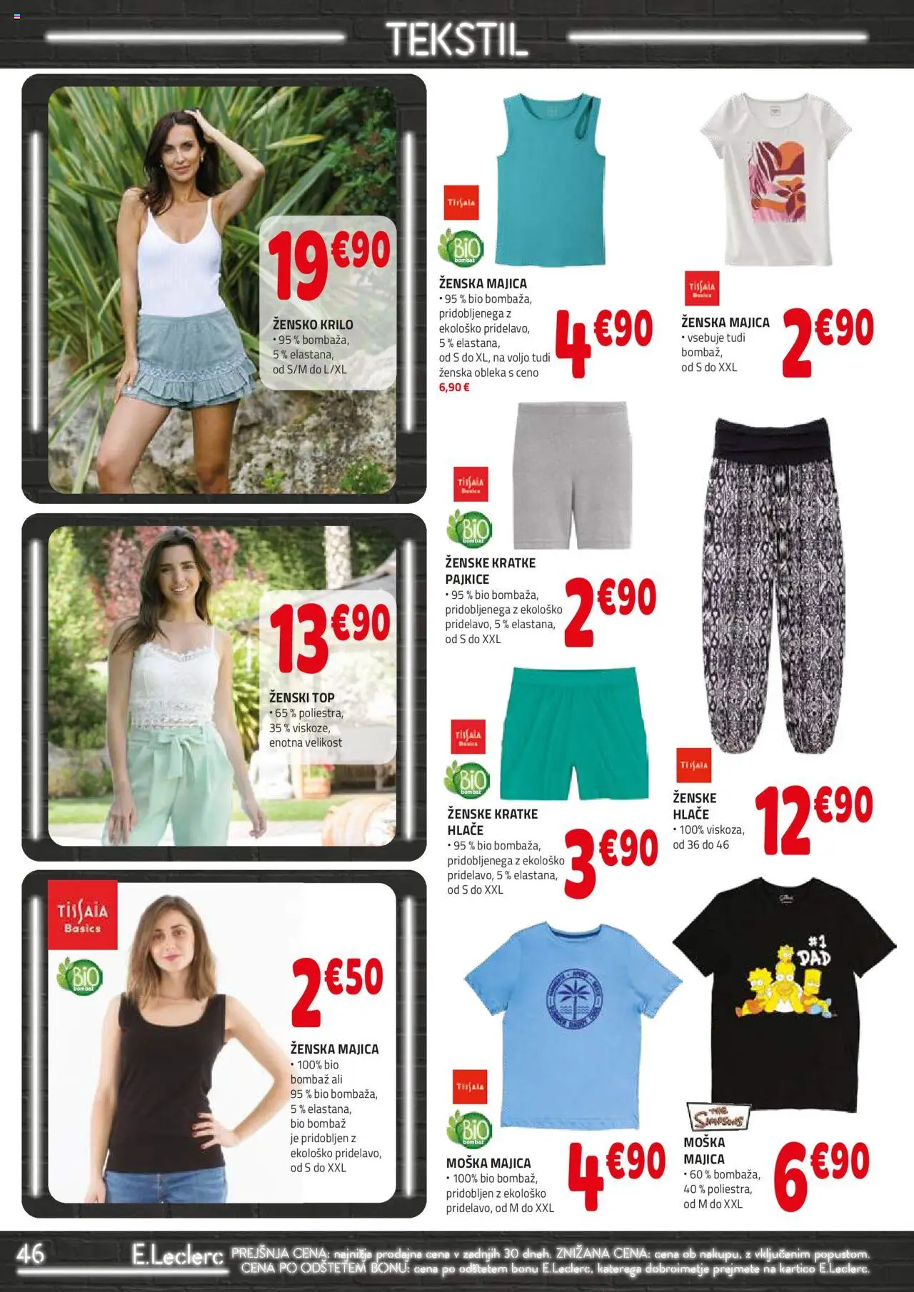 E.leclerc katalog │ velja od 13.08.2025 | Stran: 46 | Izdelki: Pajkice, Krilo, Hlace, Kratke hlace