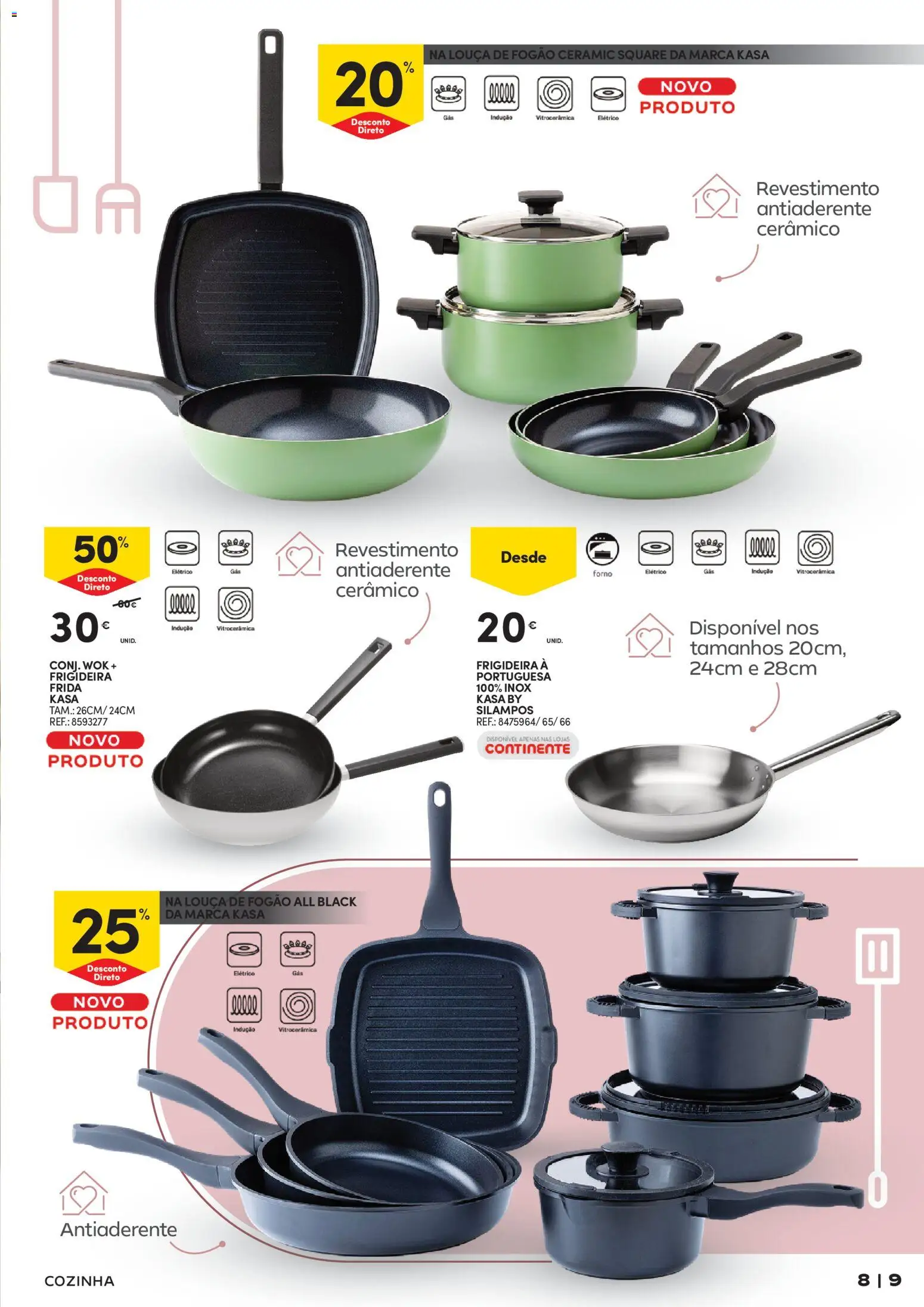 Continente - Tudo para a Casa │ válido de 24.02.2026 | Página: 9 | Produtos: Forno, Forno elétrico, Frigideira, Conjunto de panelas