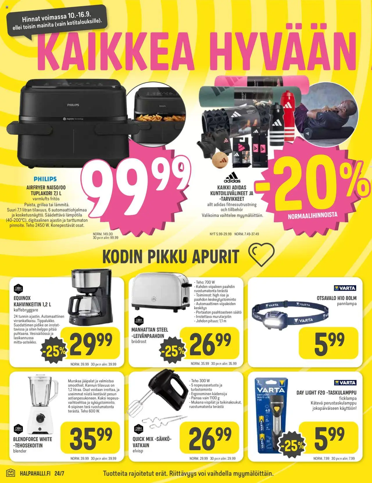 Halpa Halli tarjoukset – voimassa 10.09.2025 alkaen | Sivu: 6 | Tuotteet: Leivänpaahdin, Voi, Taskulamppu, Tehosekoitin