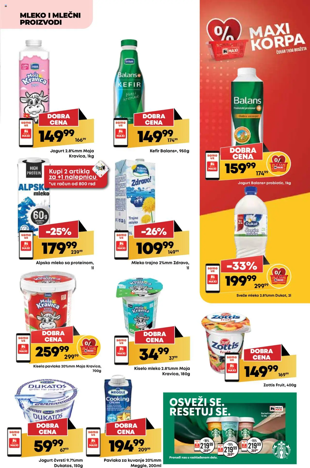 Mega Maxi katalog - važi od 12.06.2025 | Strana: 15 | Proizvode: Protein, Sveže mleko, Korpa, Moja kravica