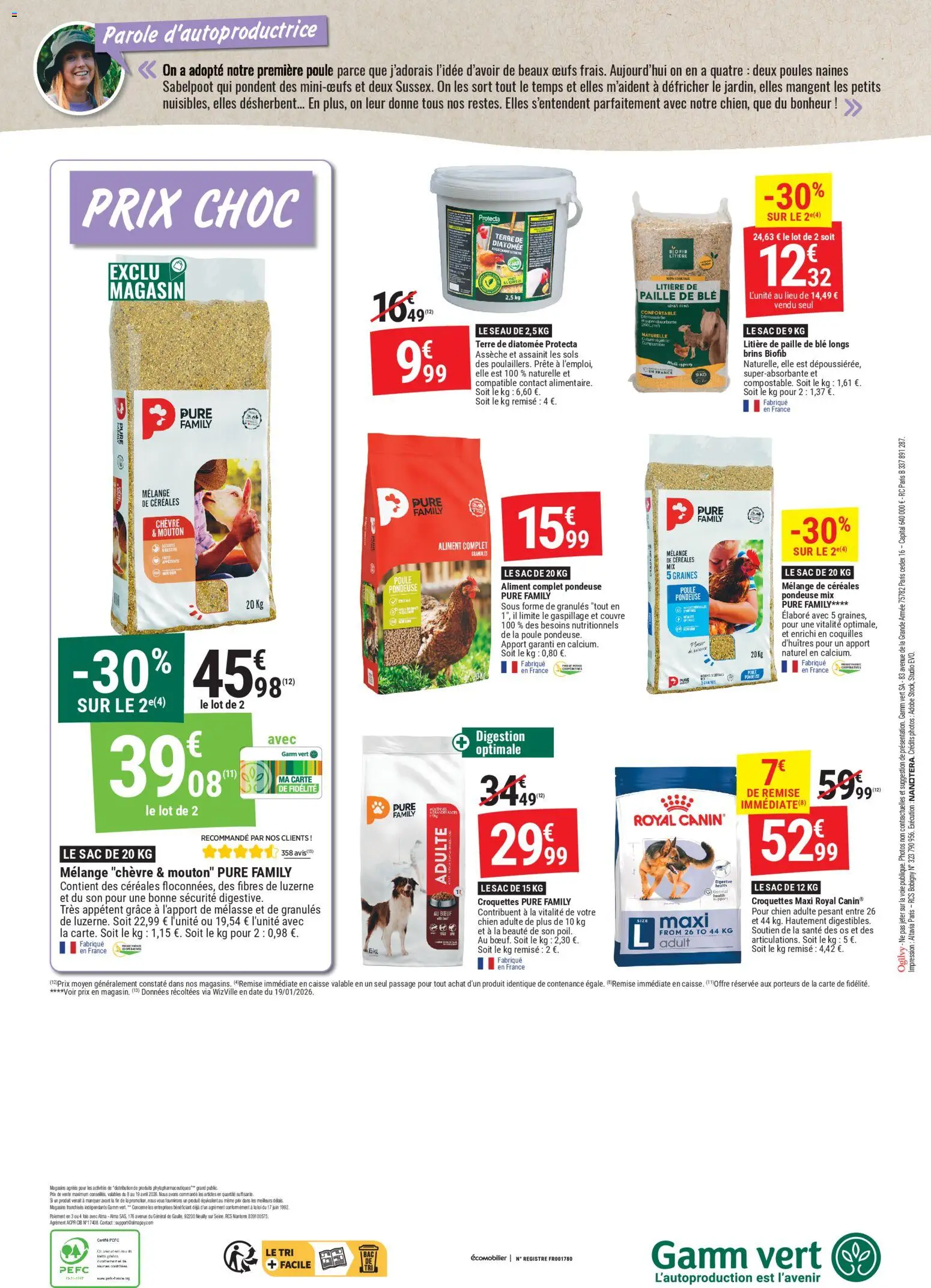 {H1} | Page: 4 | Produits: Sac, Luzerne, Œufs, Céréales