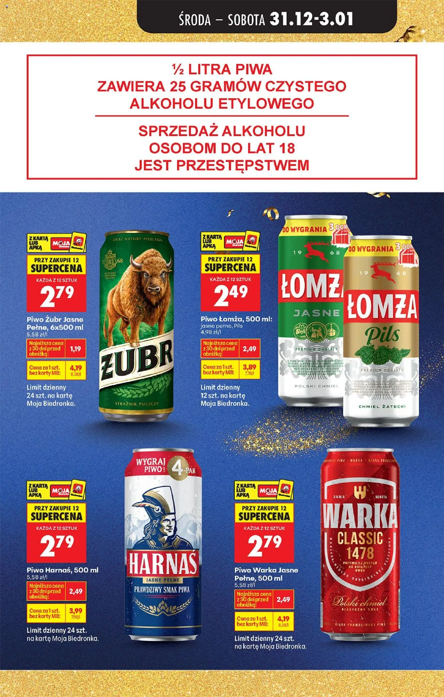 Biedronka gazetka - Oferta w tym tygodniu od 31.12.2025 | Strona: 19 | Produkty: Piwo żubr, Warka, Harnaś, Piwo