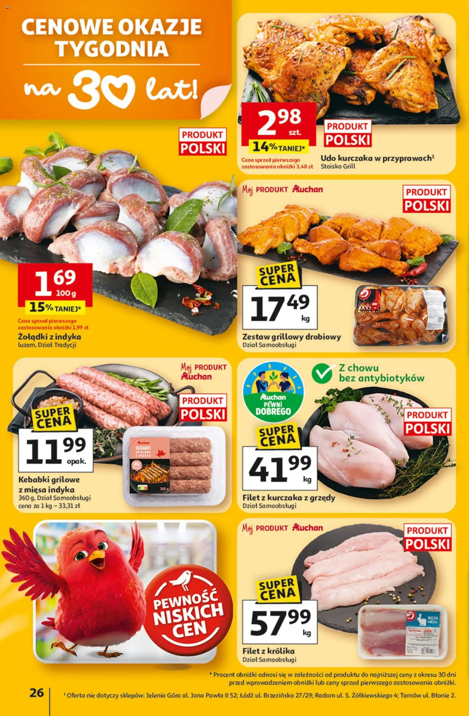 Auchan gazetka - 30 Lat Hipermarket od 23.04.2026 | Strona: 26 | Produkty: Mięso, Grill, Filet z kurczaka