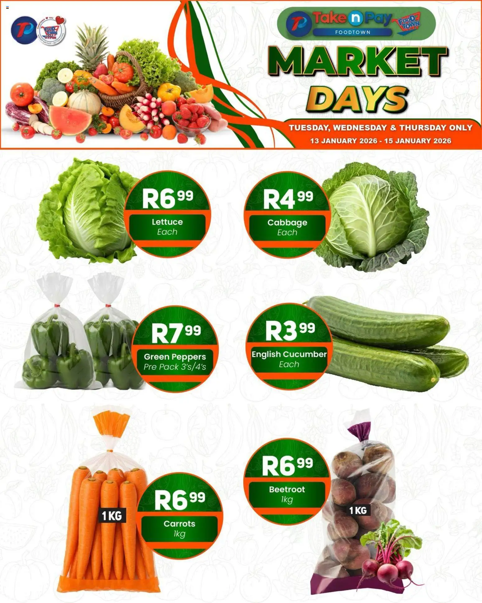 New Take n Pay catalogue – valid from 13.01.2026 | Page: 2 | Products: Carrots, Lettuce