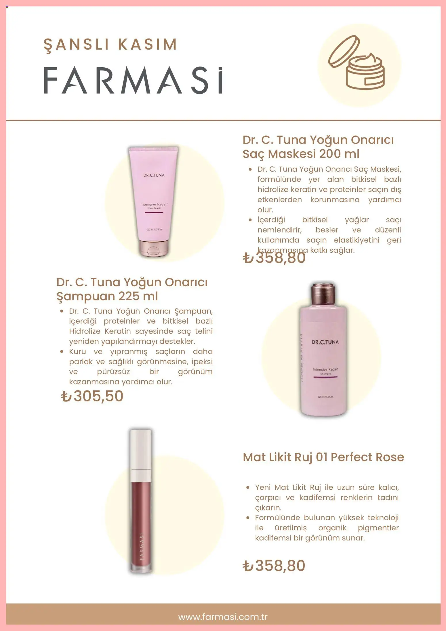 Farmasi Black Friday - 24.11.2025 tarihinden itibaren geçerlidir | Sayfa: 4 | Ürünler: Ruj, Şampuan, Saç maskesi