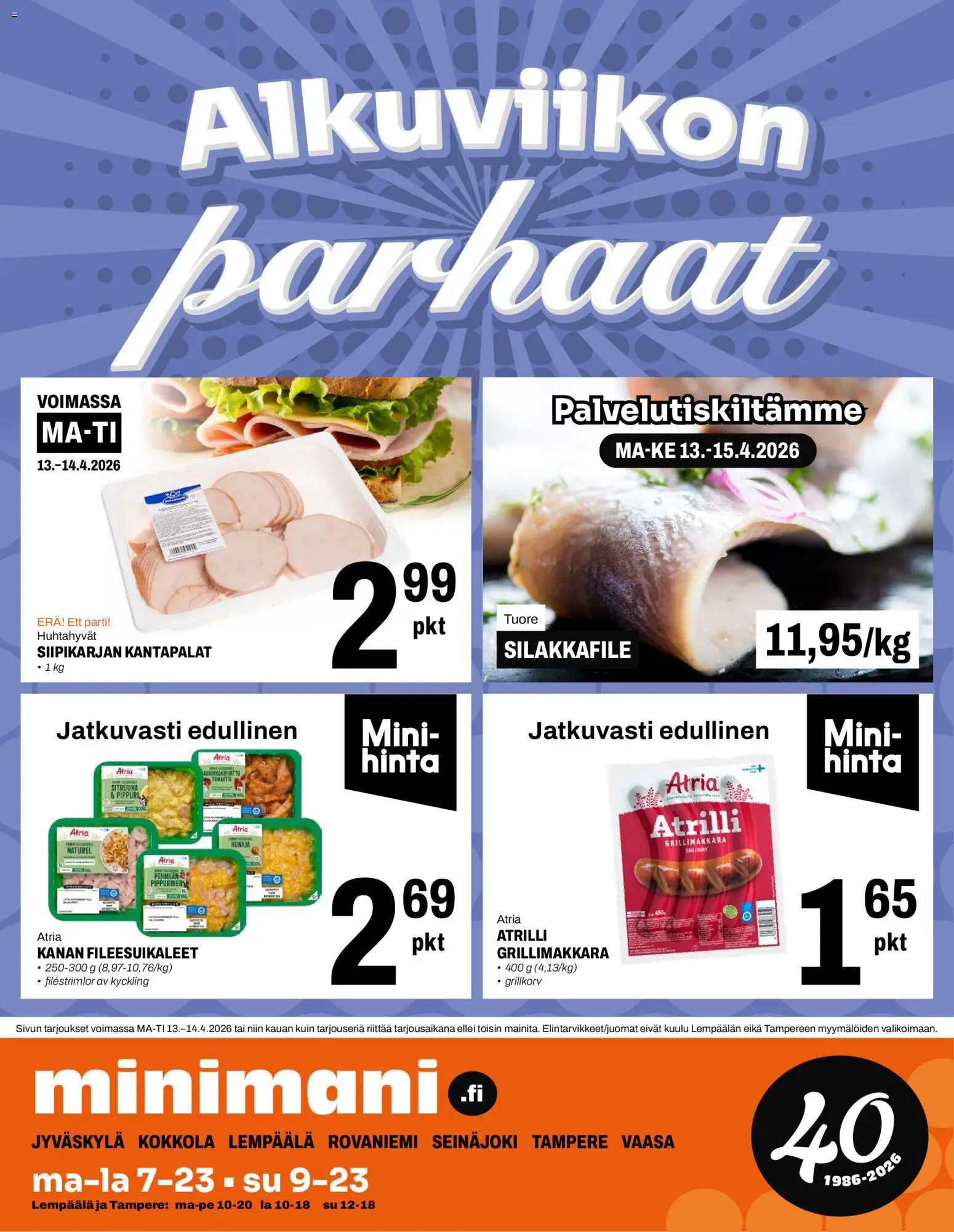 Minimani tarjoukset – voimassa 08.04.2026 alkaen | Sivu: 12 | Tuotteet: Grillimakkara, Pippuri, Hunaja