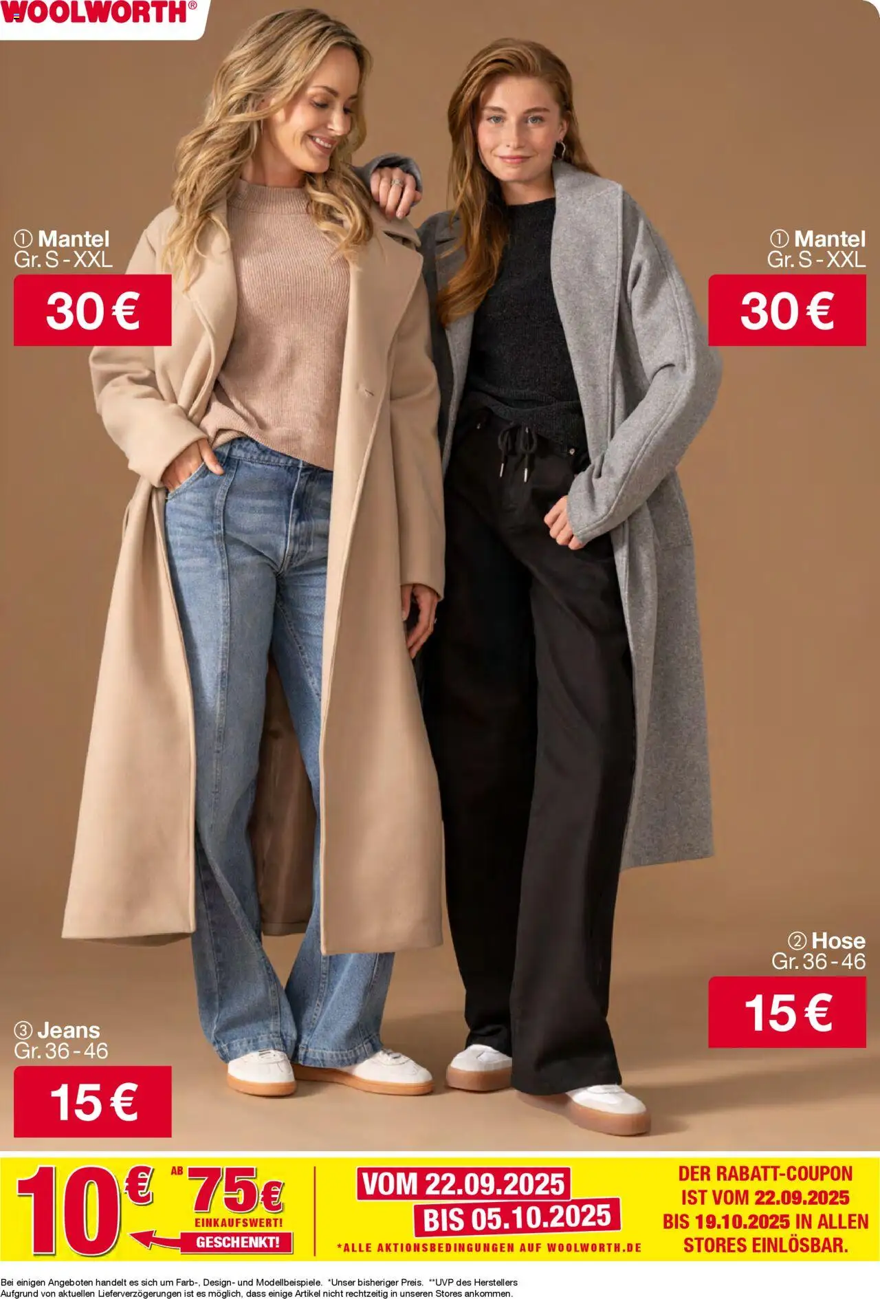 Woolworth Prospekt 	 – gültig ab 01.10.2025 | Seite: 16 | Produkte: Mantel, Hose, Jeans