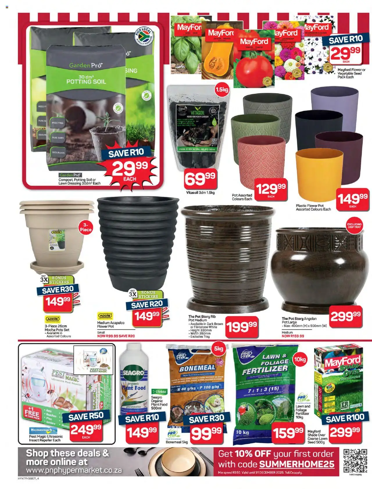 New Pick n Pay catalogue – valid from 20.10.2025 | Page: 4 | Products: Tray, Pots, Drip tray, Dressing