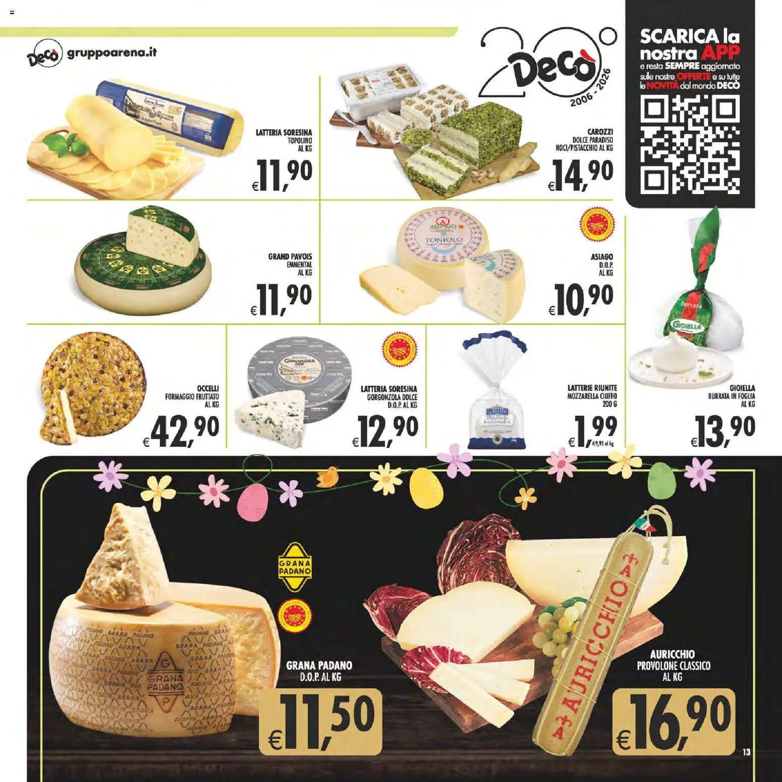 Volantino Decò del 27.03.2026 | Pagina: 13 | Prodotti: Provolone, Formaggio, Gorgonzola, Burrata
