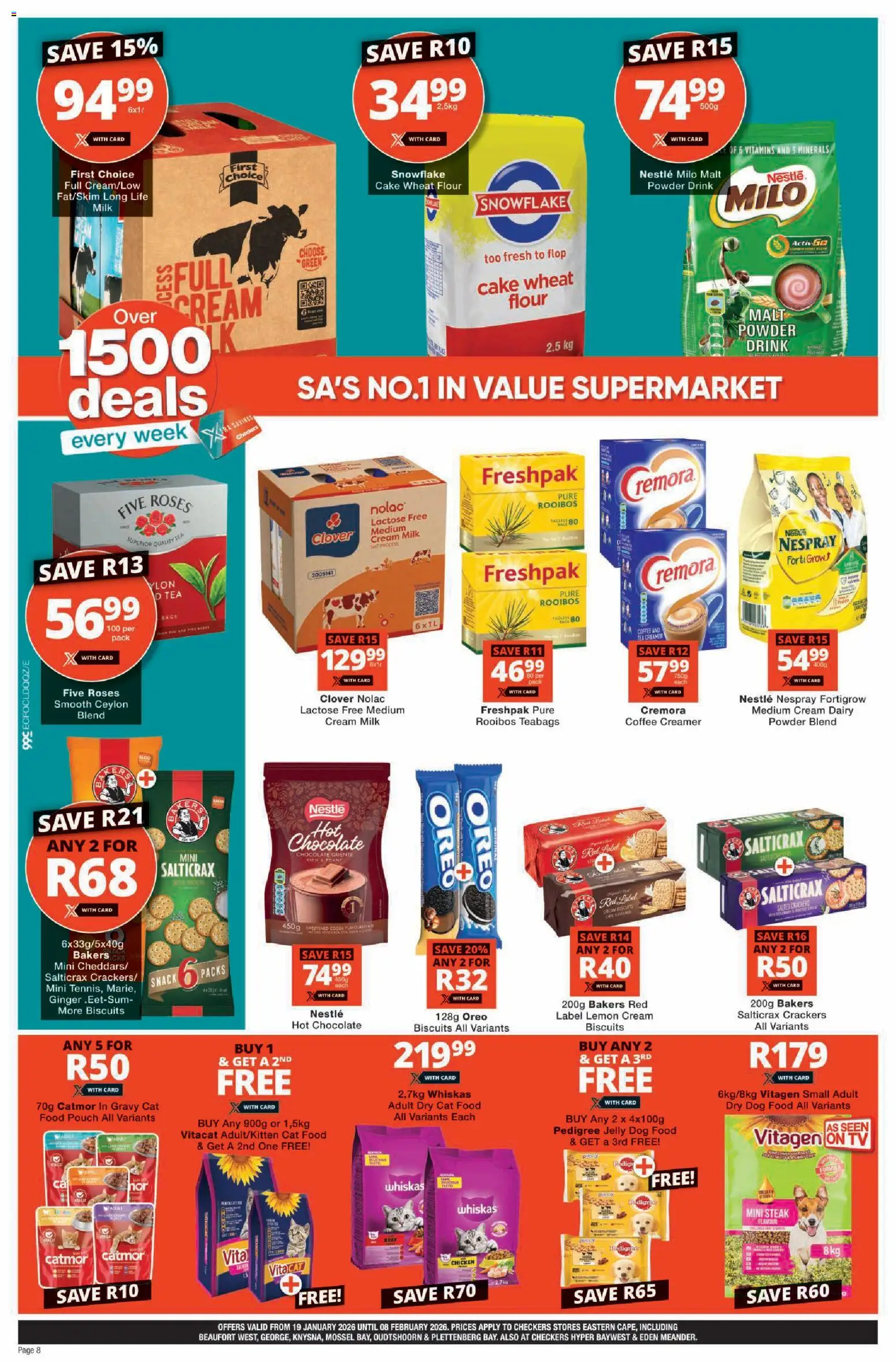 New Checkers catalogue – valid from 19.01.2026 | Page: 8 | Products: Creamer, Biscuits, Cream, Lemon