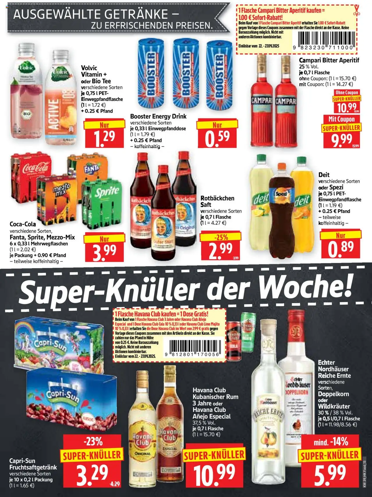 HERKULES Prospekt 	 – gültig ab 22.09.2025 | Seite: 13 | Produkte: Cola, Campari, Tee, Volvic