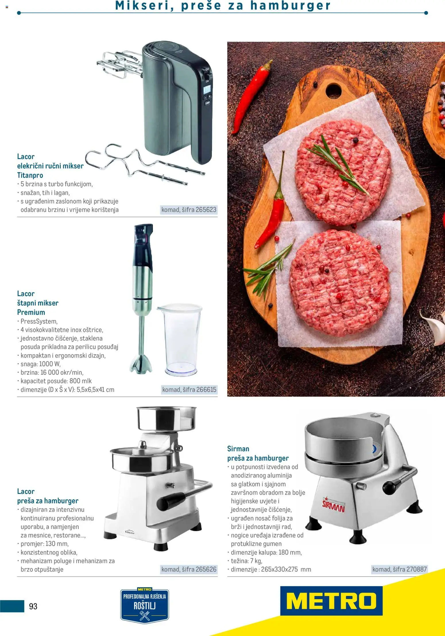 Metro katalog | vrijedi od 05.03.2026 | Stranica: 93 | Proizvodi: Roštilj, Mikser, Štapni mikser, Hamburger