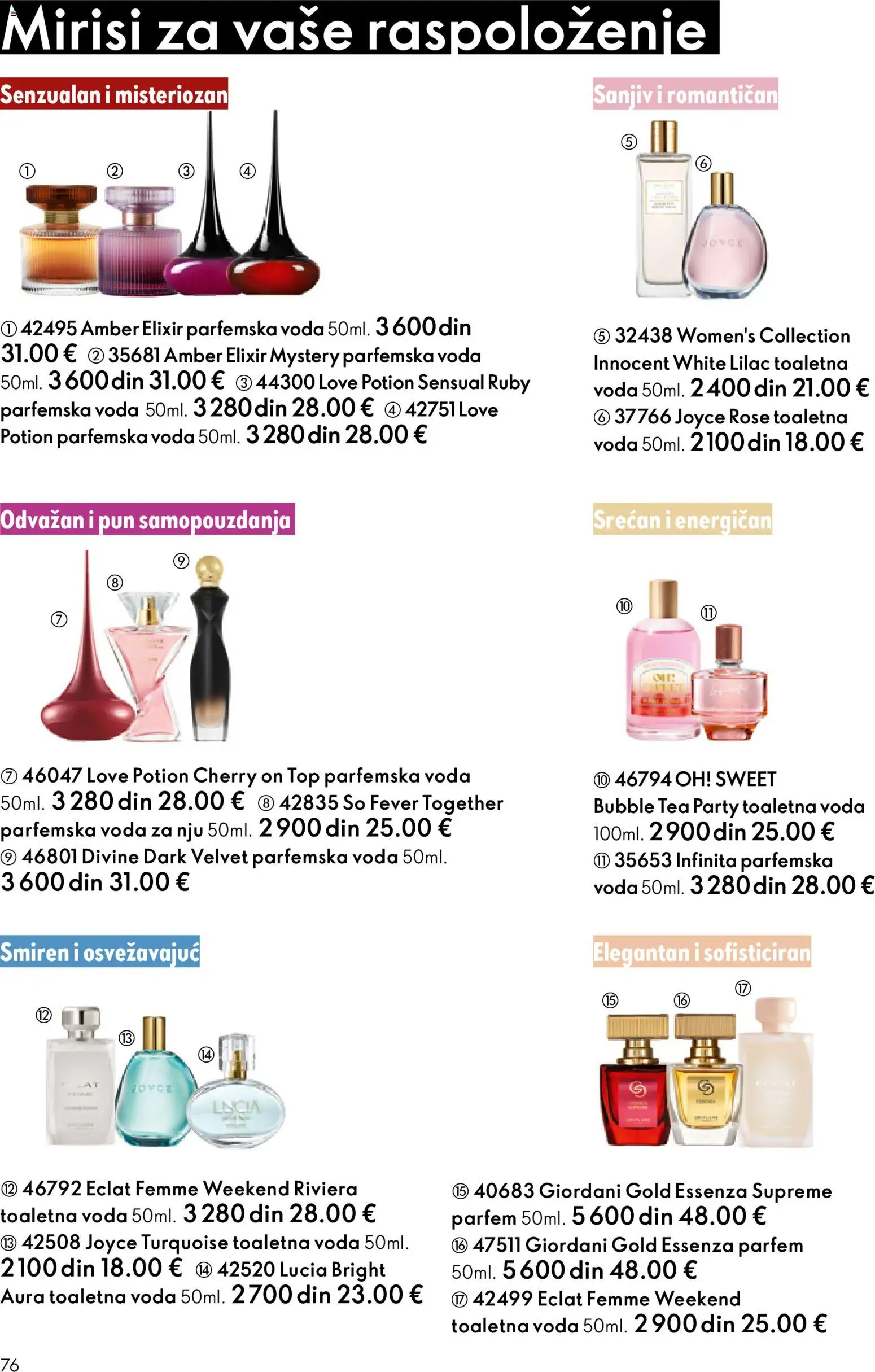 Oriflame katalog - važi od 31.12.2025 | Strana: 76 | Proizvode: Parfem, Toaletna voda, So, Voda