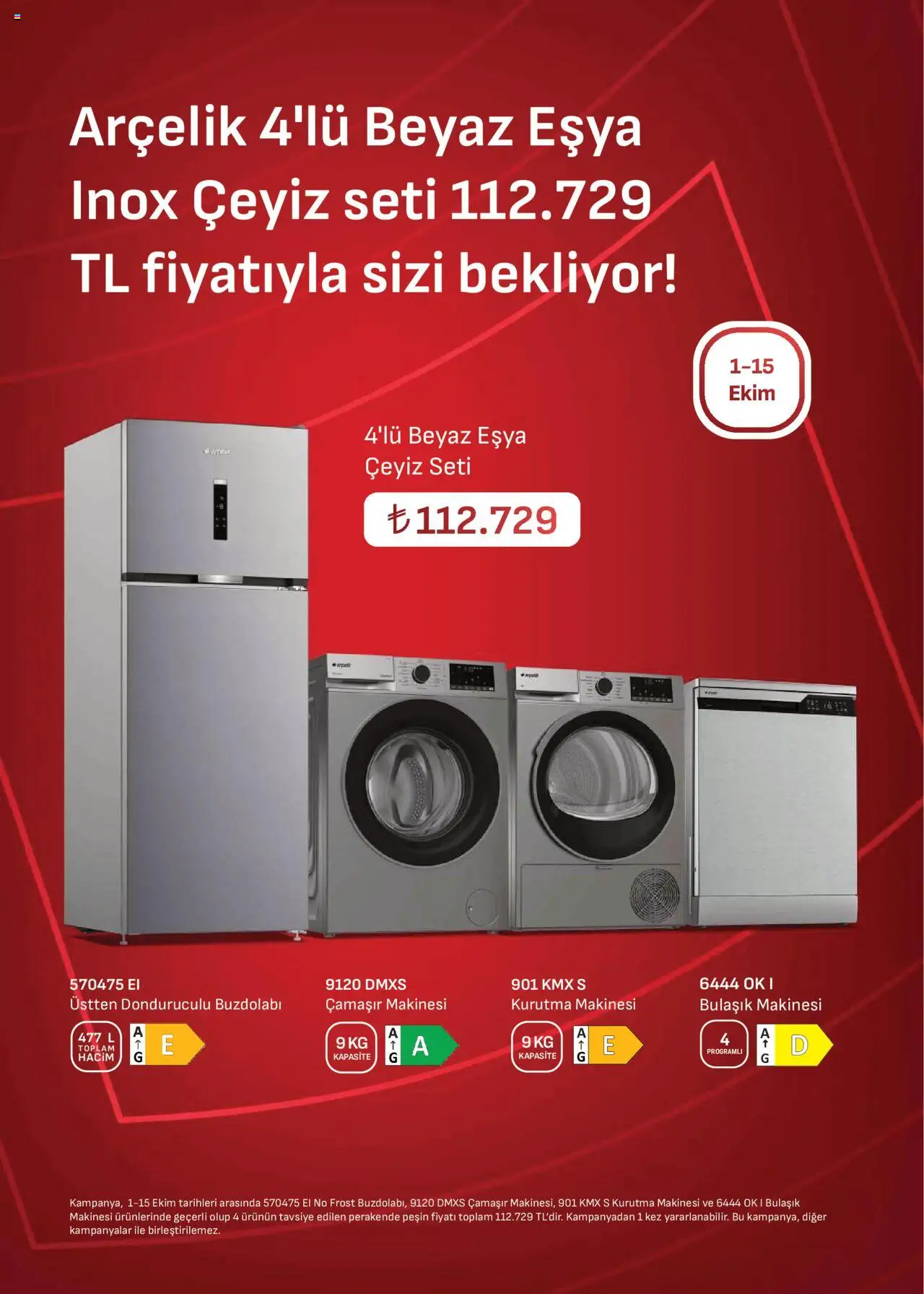 Arçelik Katalog - 01.10.2025 tarihinden itibaren geçerlidir | Sayfa: 4 | Ürünler: Kurutma makinesi, Buzdolabı, Çamaşır makinesi, Bulaşık makinesi