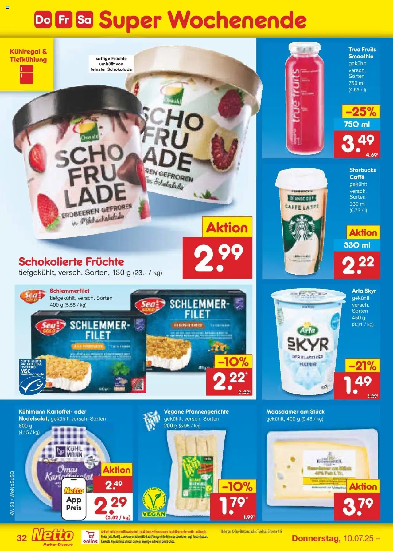 Netto Marken-Discount prospekt Lahnau	 - gültig ab dem 07.07.2025 | Seite: 48 | Produkte: Schokolade, Skyr, Pasta, Erdbeeren