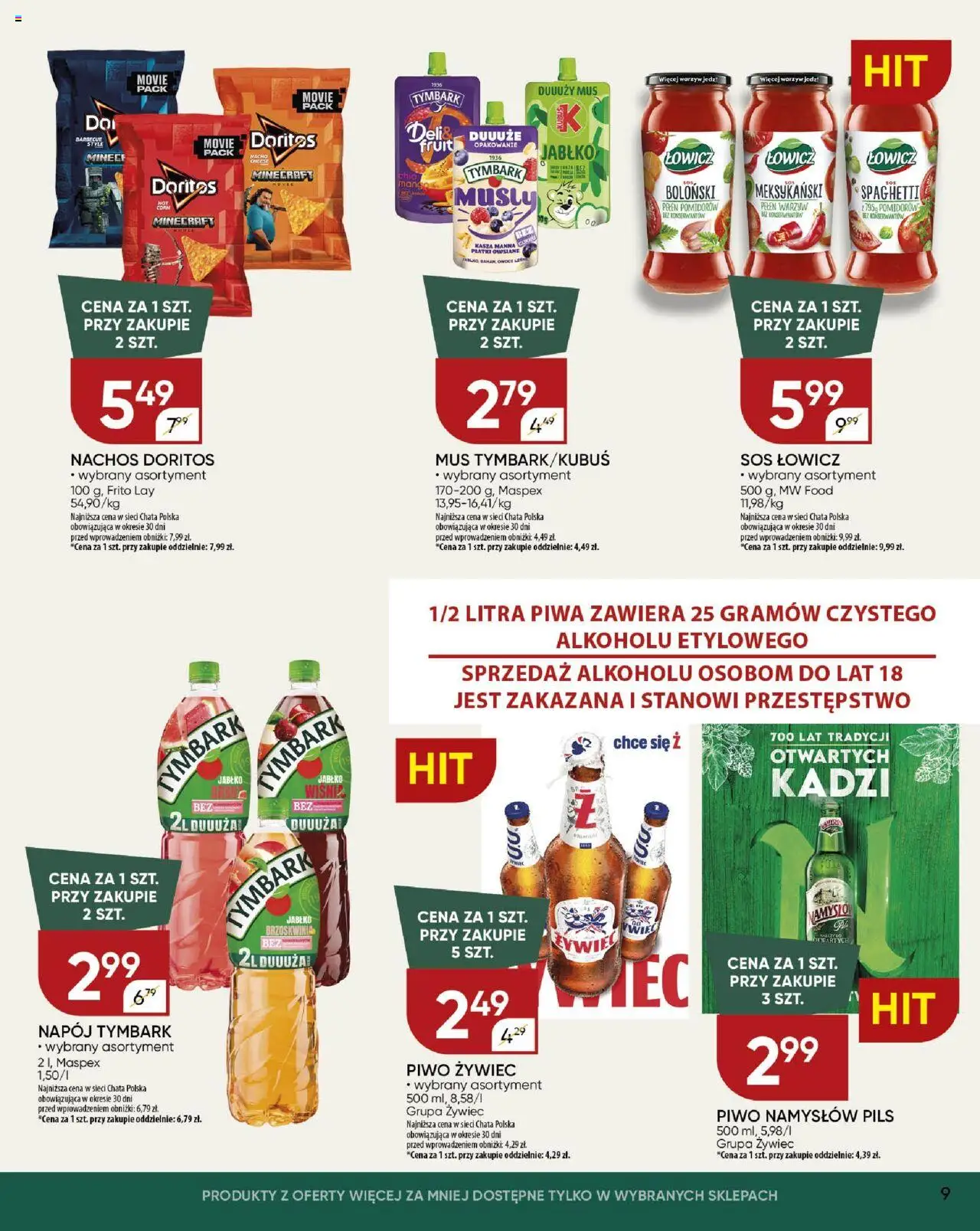 Chata Polska Gazetka od 09.10.2025 | Strona: 9 | Produkty: Płatki owsiane, Nachos, Kasza manna, Płatki