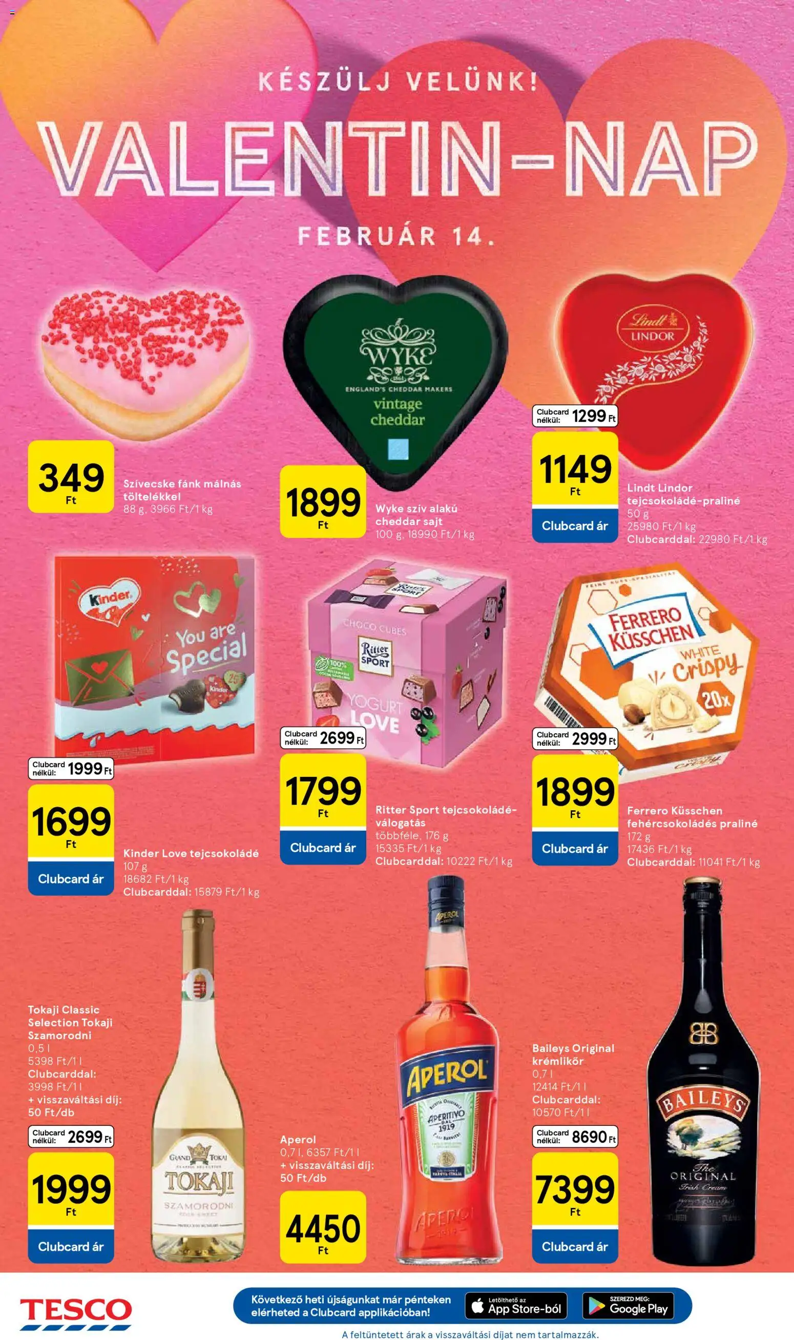Tesco akciós ujság - amely érvényes a következő dátumtól: 05.02.2026 | Oldal: 8 | Termékek: Aperol, Praliné, Sajt, Cheddar