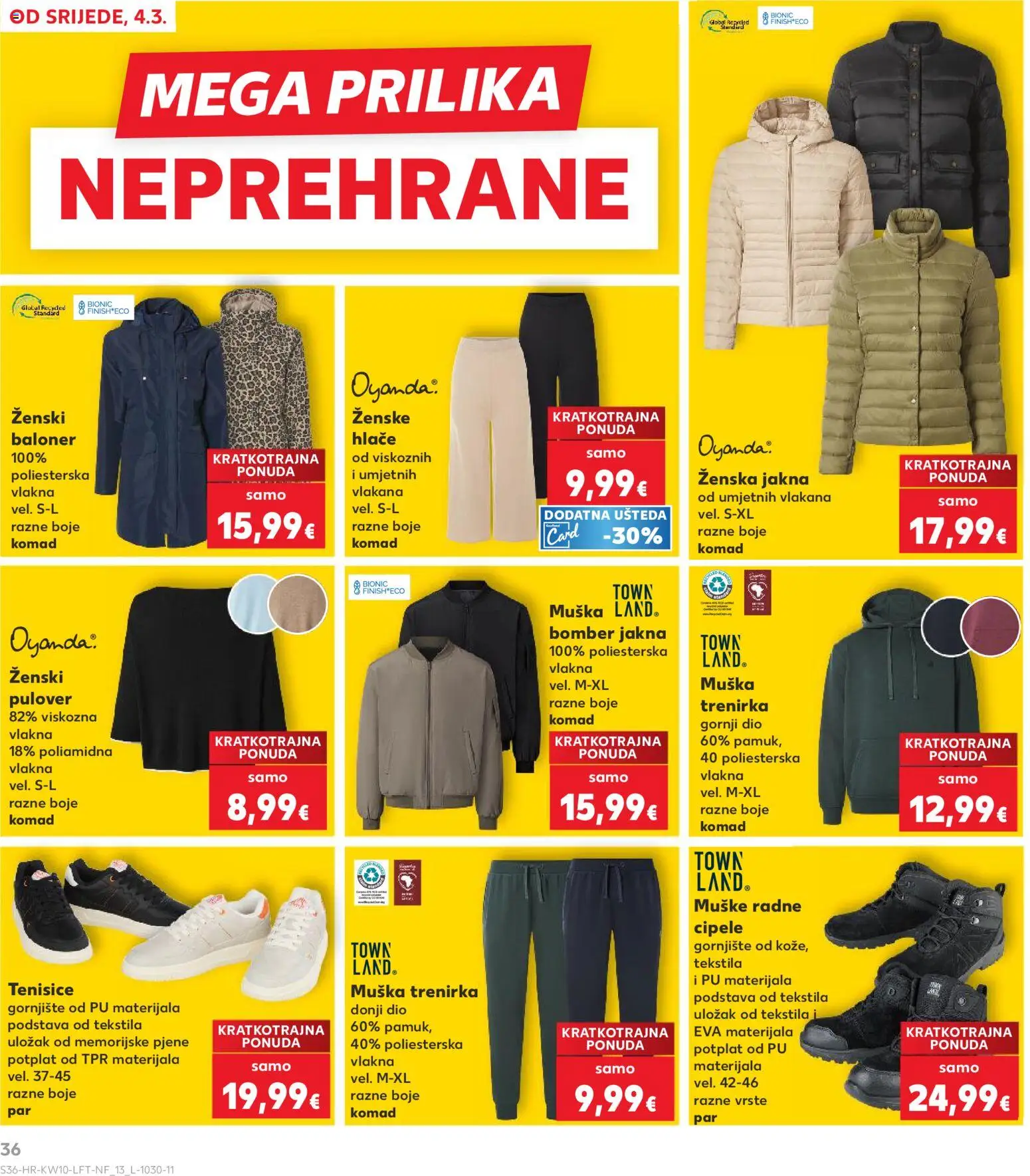 Kaufland katalog | vrijedi od 04.03.2026 | Stranica: 36 | Proizvodi: Jakna, Hlače, Tenisice, Trenirka