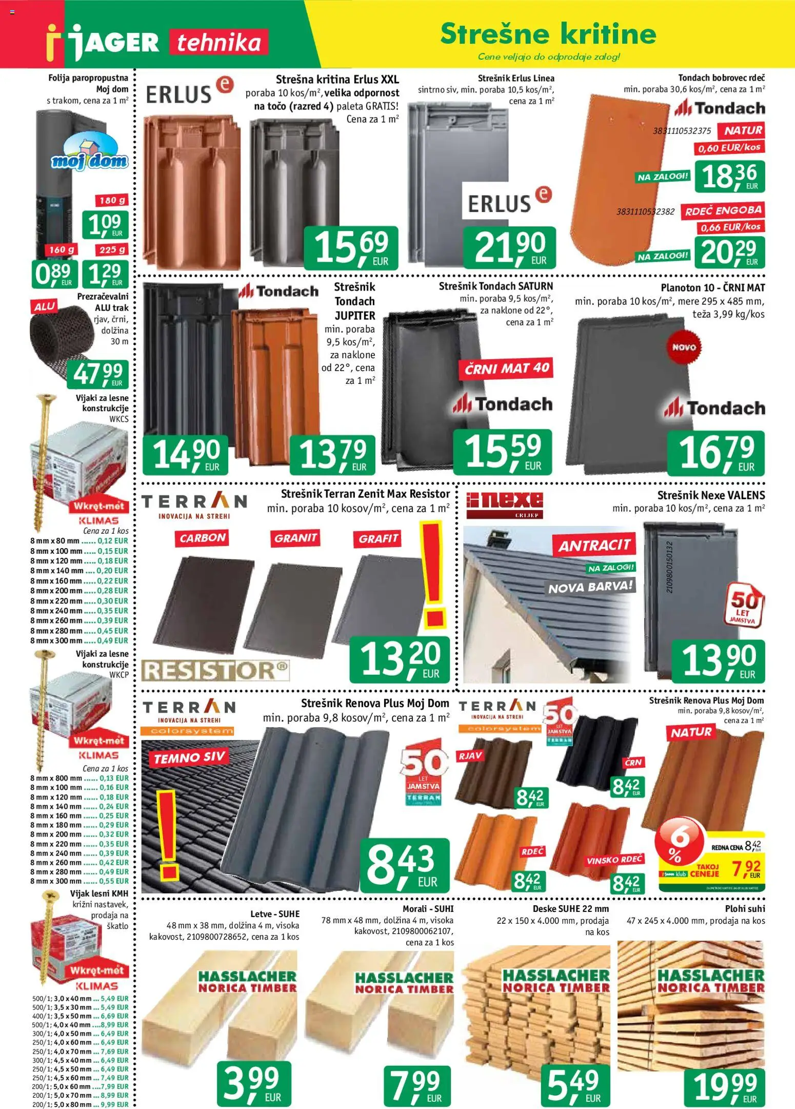 Novi Jager katalog ponudbe – veljaven od 15.04.2026 | Stran: 8 | Izdelki: Teza, Kos, Folija, Barva