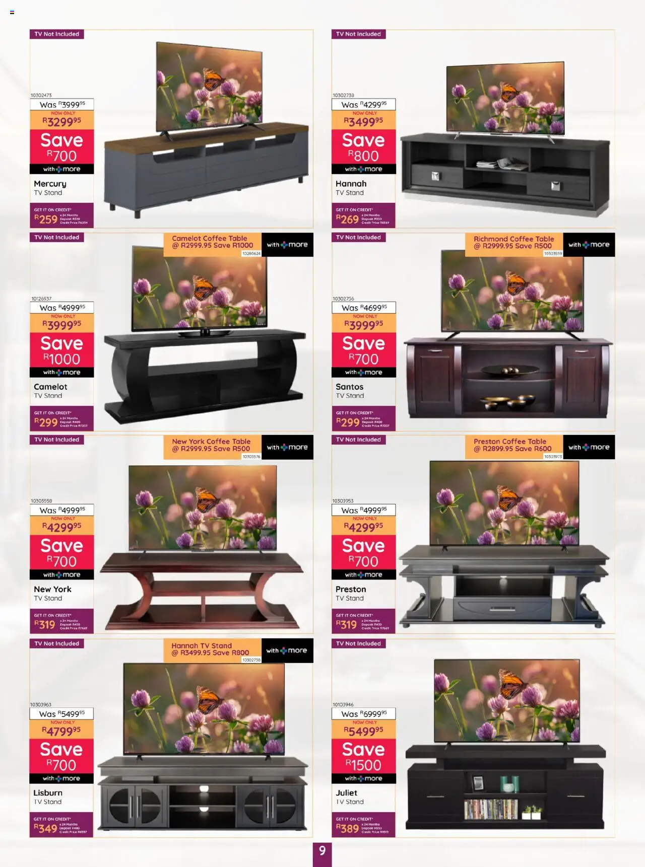 New Bradlows catalogue – valid from 18.09.2025 | Page: 9 | Products: TV, Coffee table, Table, Coffee