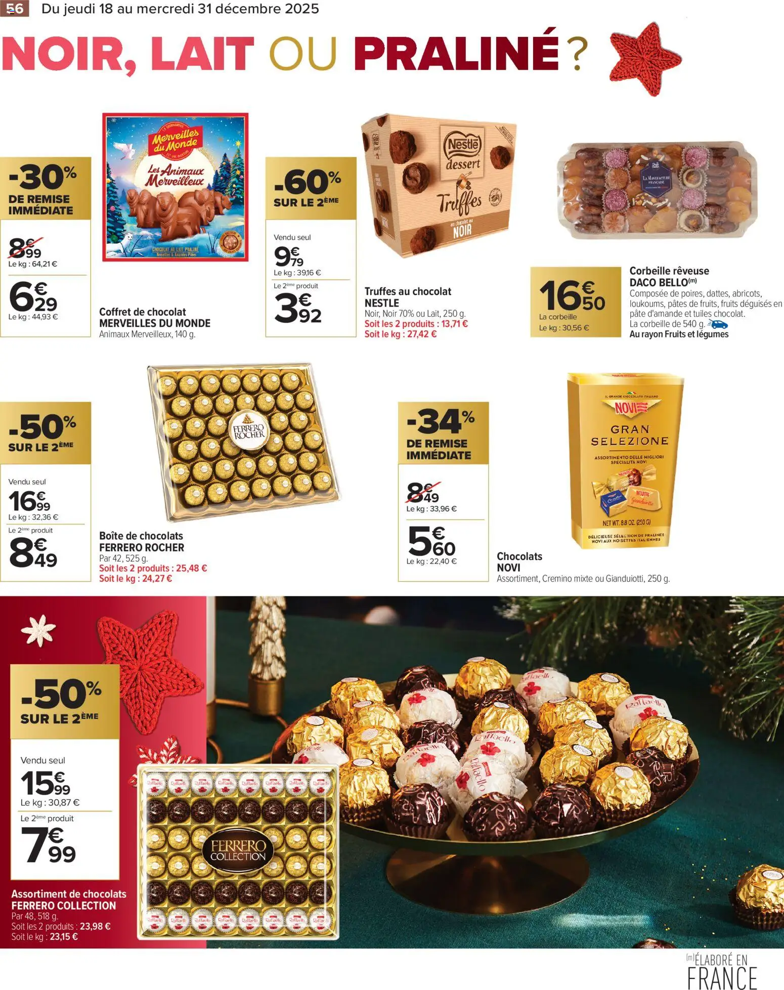 {H1} | Page: 56 | Produits: Ferrero rocher, Raffaello, Chocolat, Pâtes
