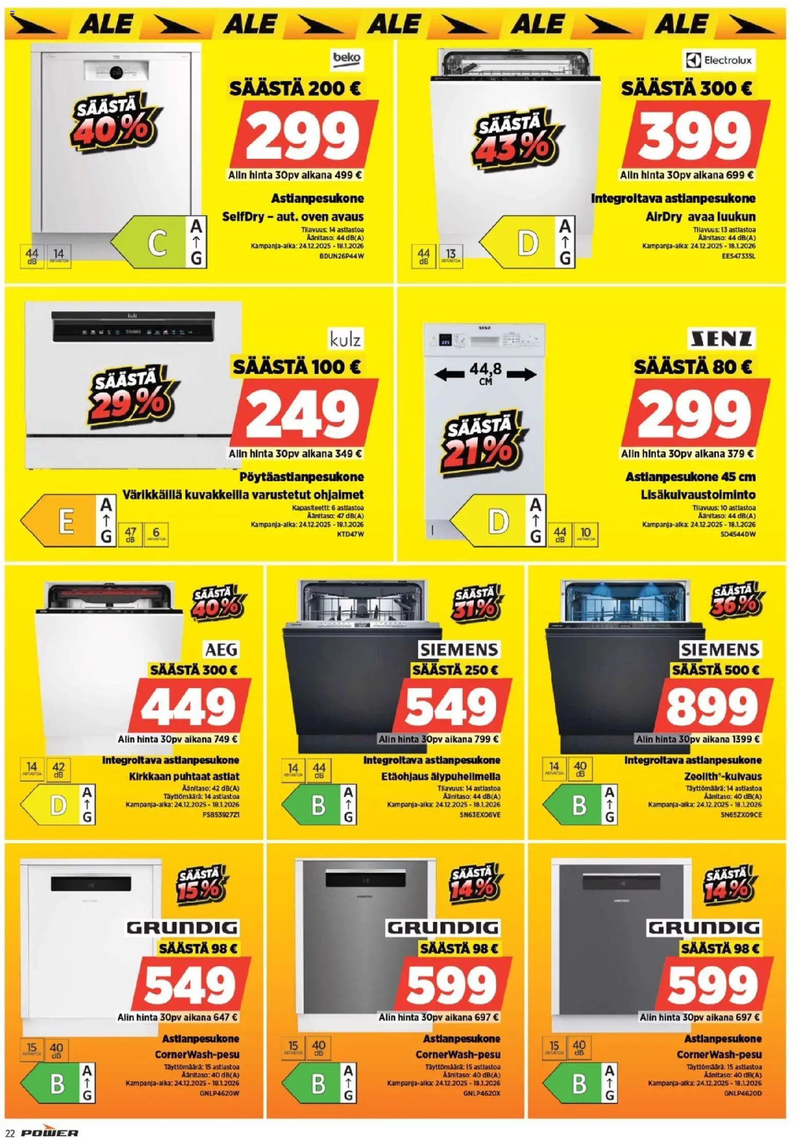 Power tarjoukset – voimassa 01.01.2026 alkaen | Sivu: 22 | Tuotteet: Astianpesukone