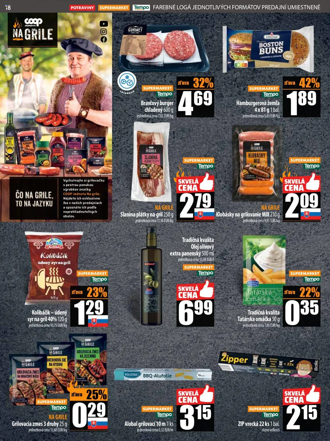 COOP Jednota leták │ platný od 17.07.2025 | Strana: 18 | Produkty: Gril, Tatárska omáčka, Omáčka