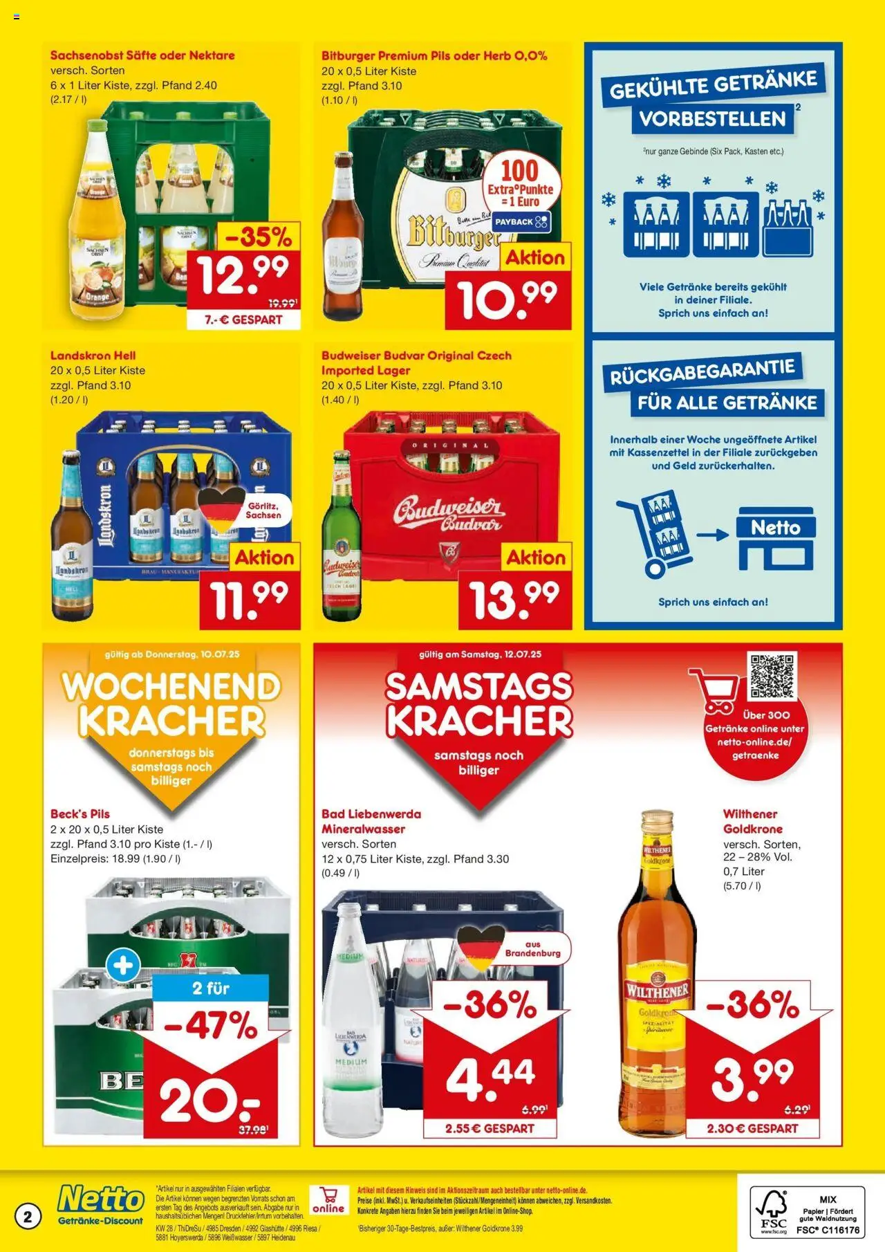 Netto Marken-Discount prospekt Dresden	 - gültig ab dem 07.07.2025 | Seite: 2 | Produkte: Wilthener, Bad, Mineralwasser, Budweiser