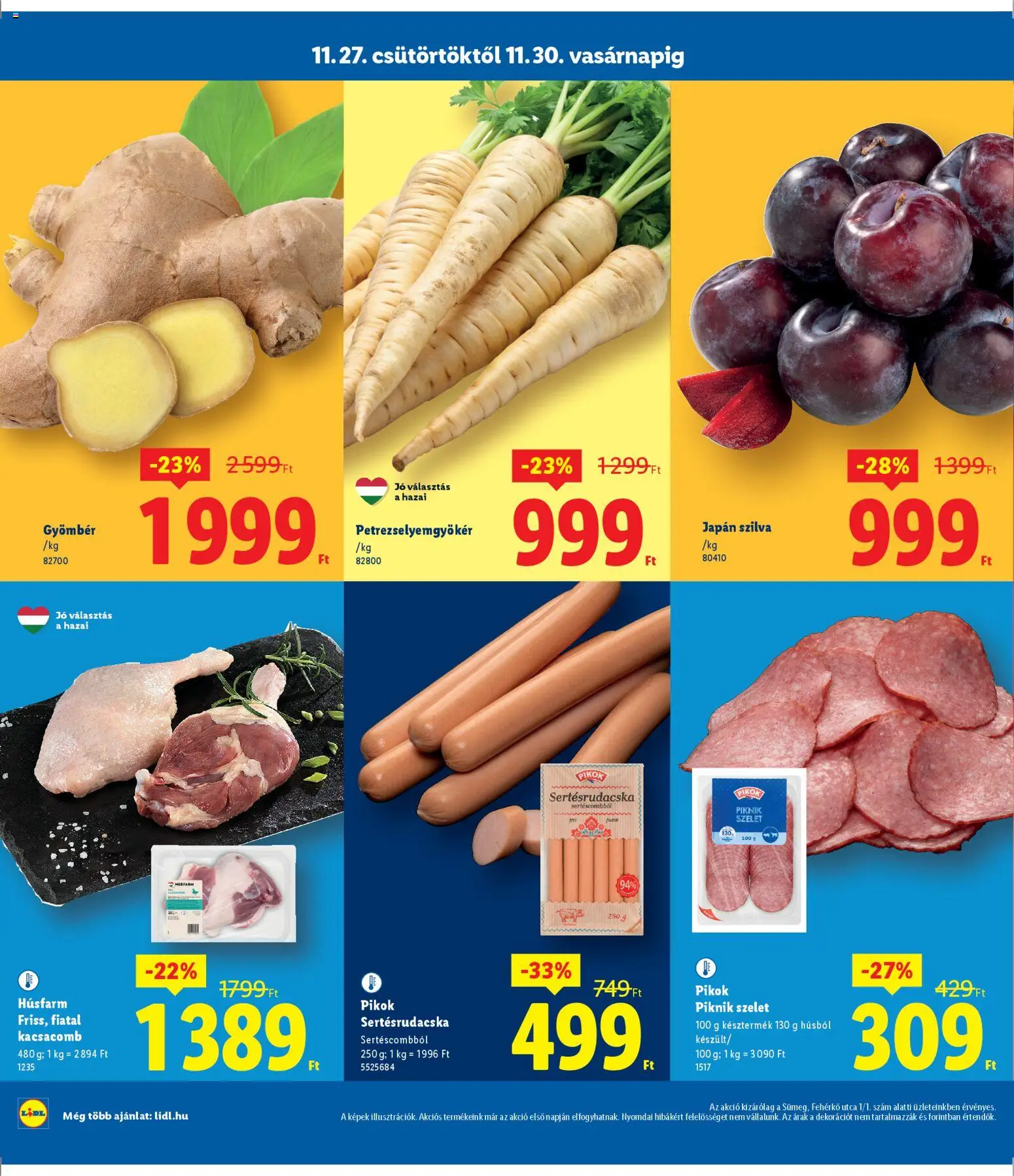 Lidl akciós ujság - amely érvényes a következő dátumtól: 27.11.2025 | Oldal: 2 | Termékek: Kacsacomb, Gyömbér, Szilva