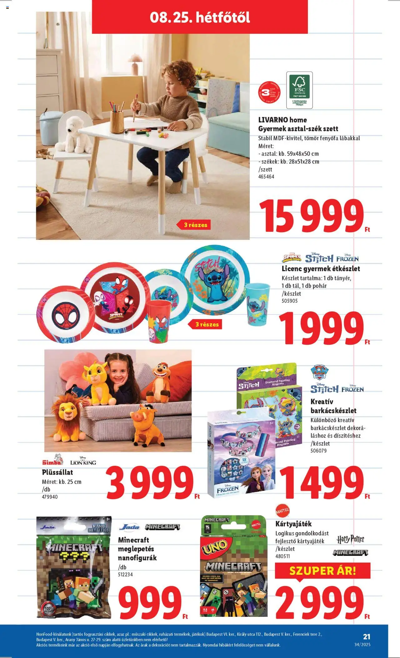 Lidl akciós ujság - amely érvényes a következő dátumtól: 21.08.2025 | Oldal: 21 | Termékek: Játékok, Asztal, Székek, Pohár