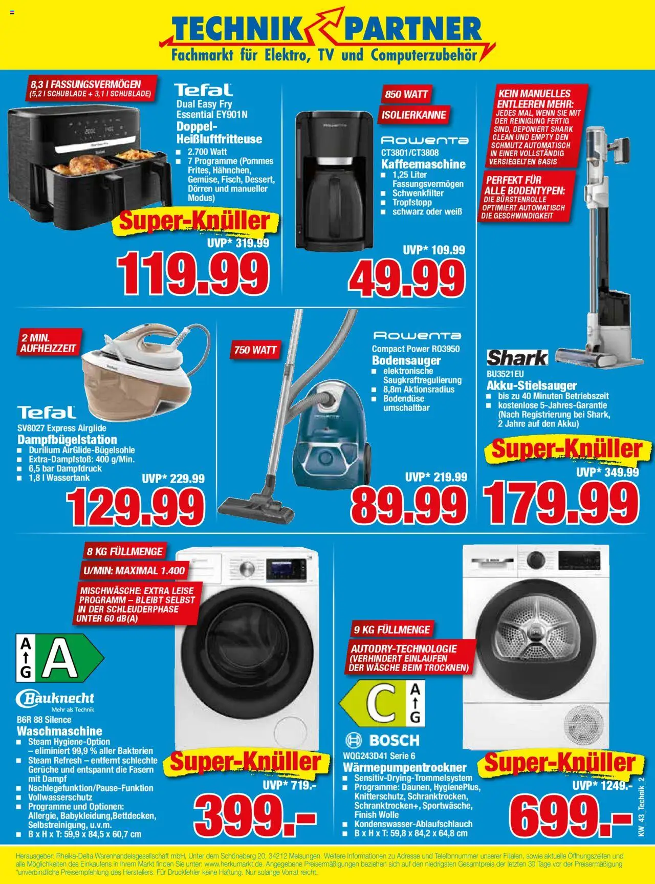 HERKULES Technik Partner – gültig ab 20.10.2025 | Seite: 2 | Produkte: Kaffeemaschine, Pommes, Waschmaschine, TV