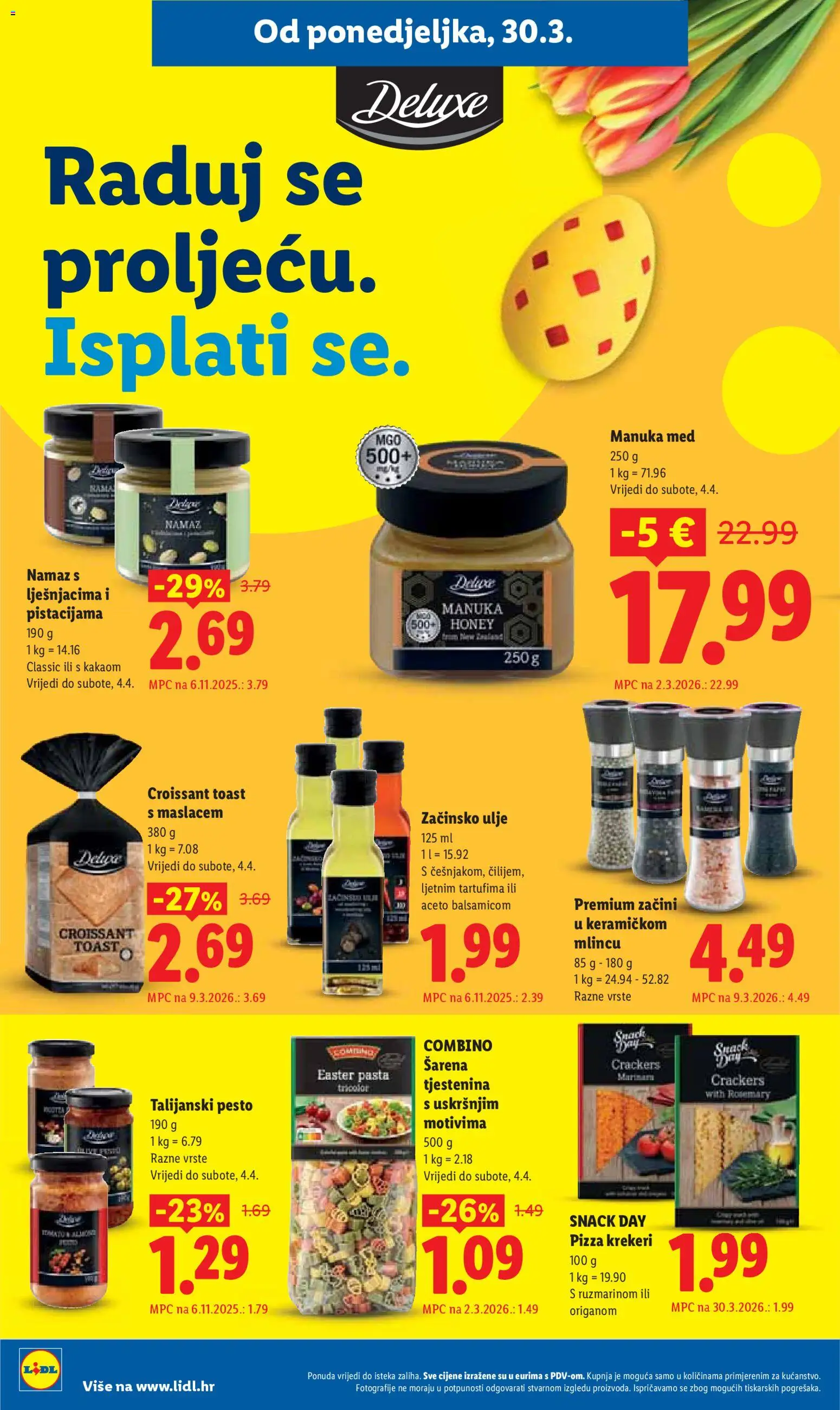 Lidl katalog | vrijedi od 30.03.2026 | Stranica: 24 | Proizvodi: Med, Toast, Pasta, Krekeri