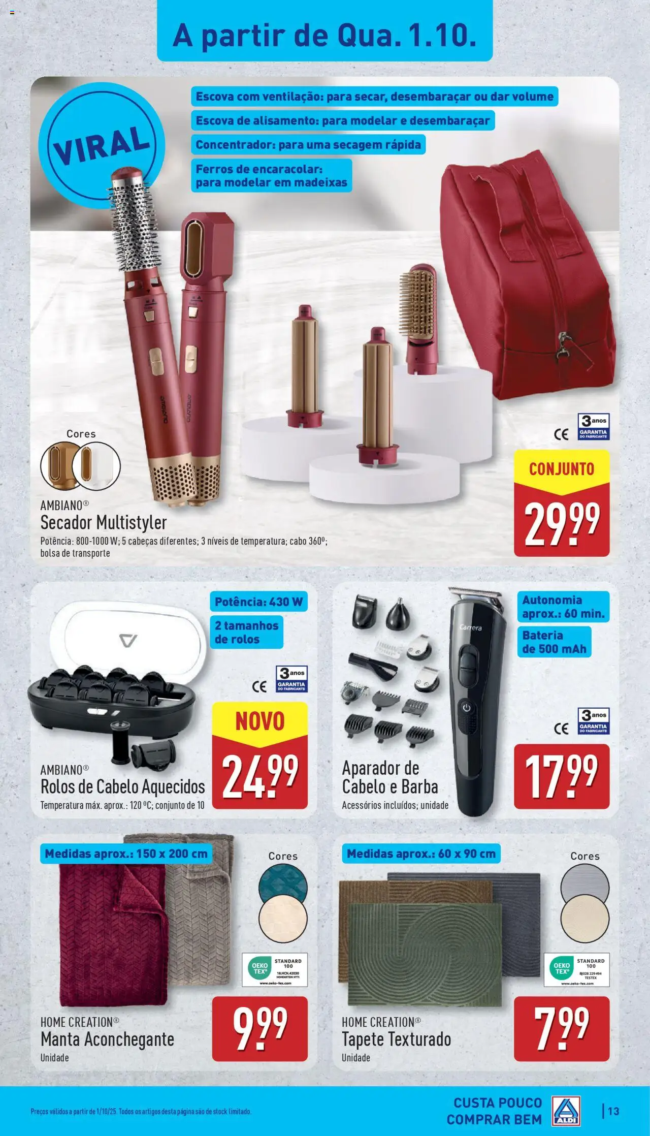 Aldi folheto │ válido de 29.09.2025 | Página: 13 | Produtos: Cabo, Bolsa, Aparador, Tapete