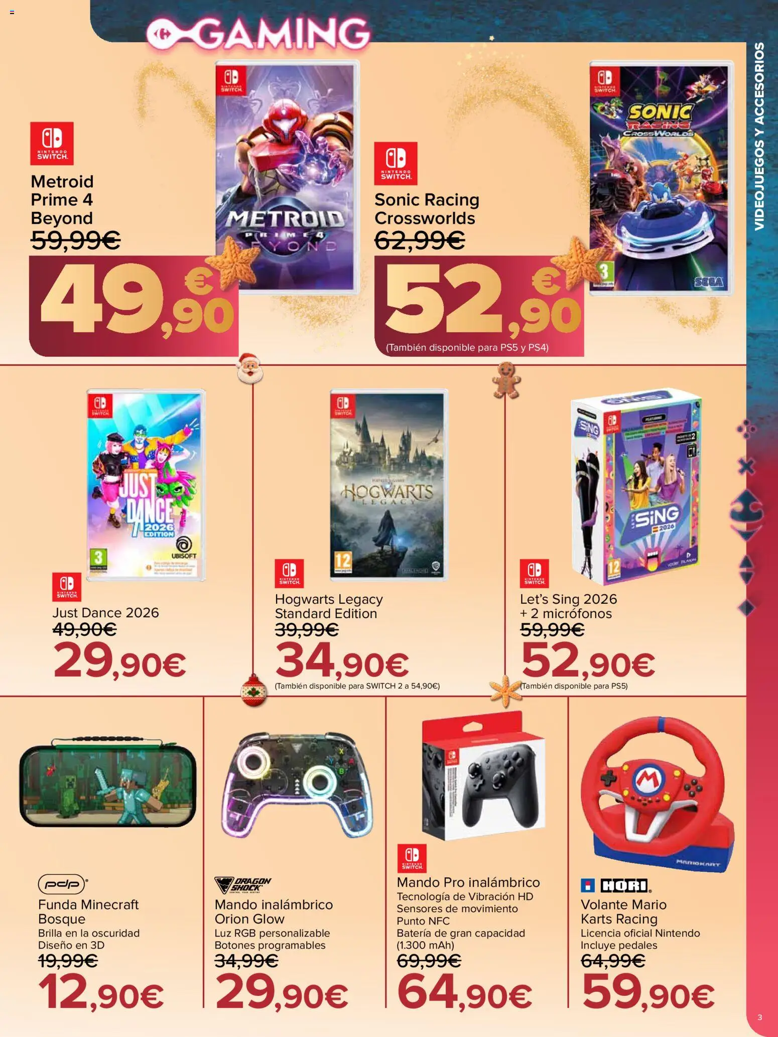 Carrefour folleto │ válido desde el 10.12.2025 | Página: 3 | Productos: Nintendo, Funda, Batería