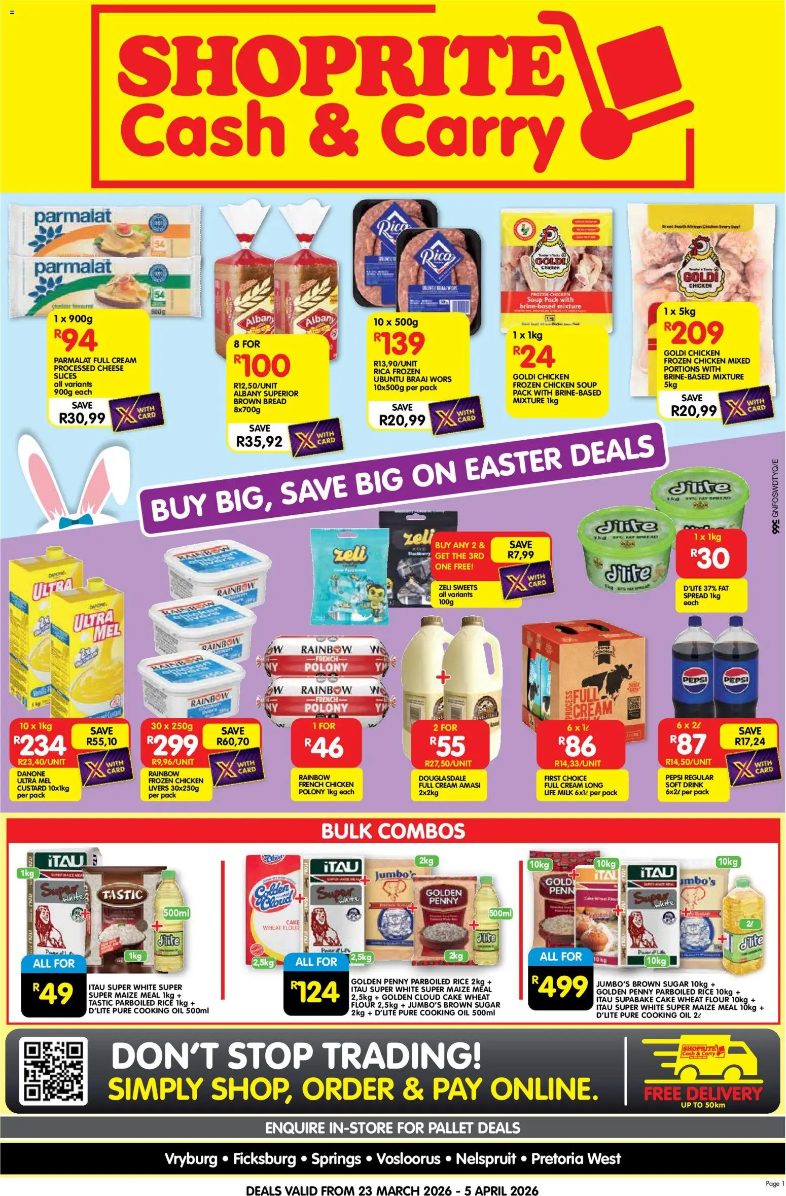 New Shoprite catalogue – valid from 23.03.2026 | Page: 1 | Products: Milk, Rice, Cream, Sugar