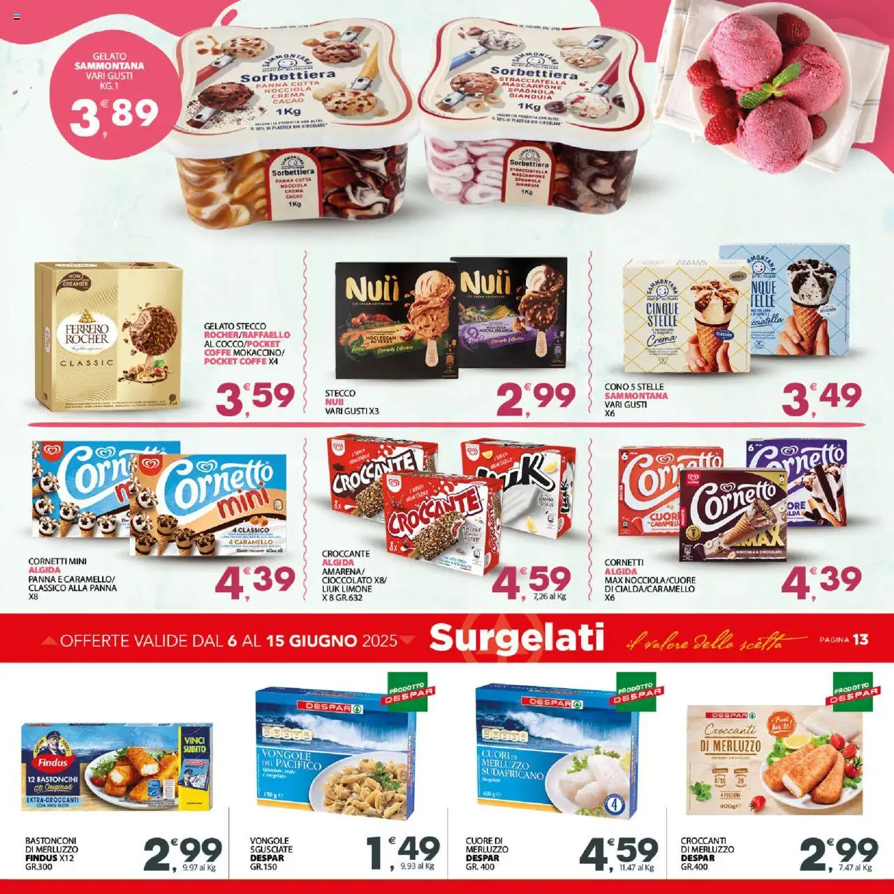 Volantino Despar del 06.06.2025 | Pagina: 13 | Prodotti: Crema, Merluzzo, Vongole, Limone