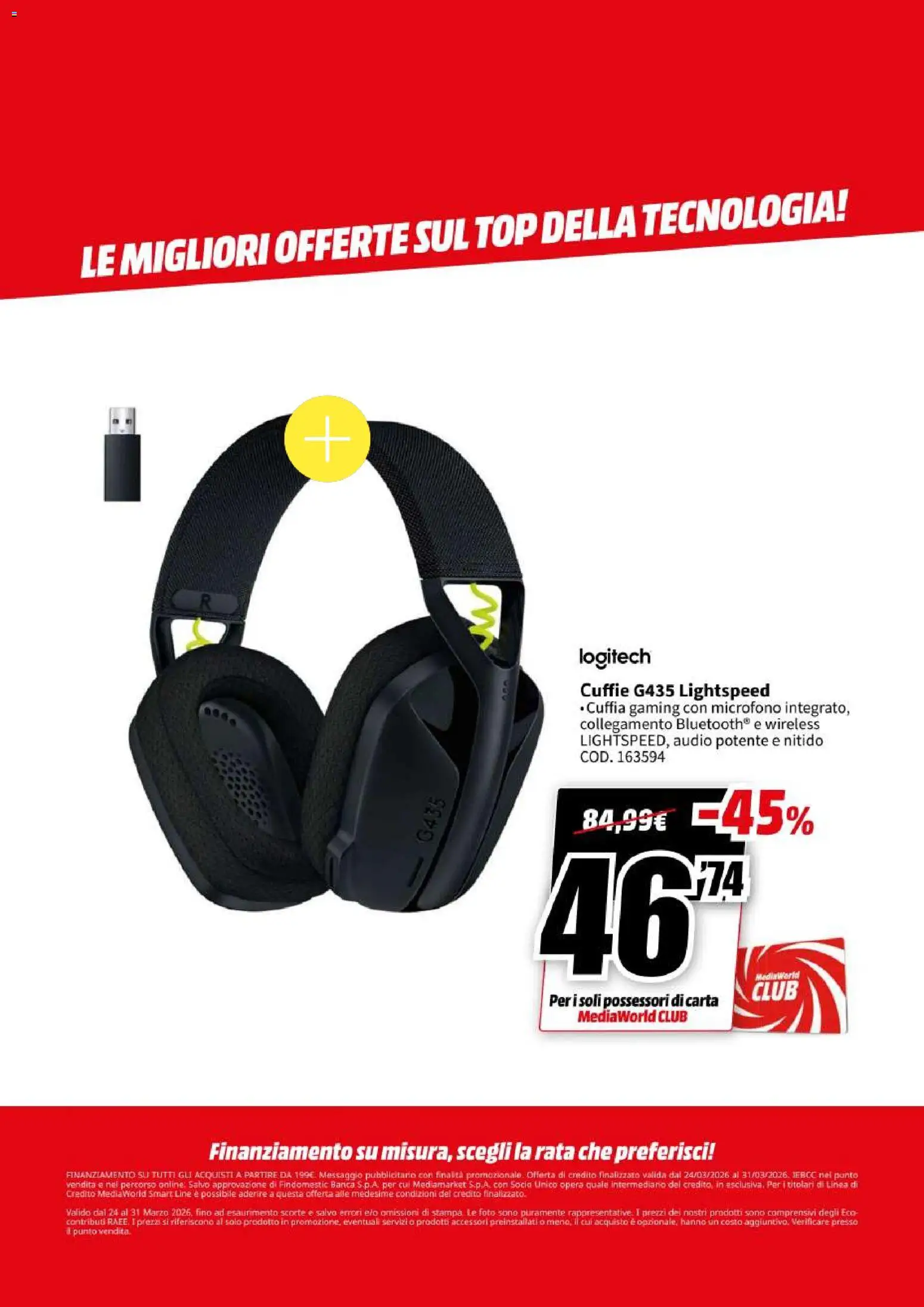 Volantino Media World del 24.03.2026 | Pagina: 23 | Prodotti: Top, Audio, Cuffie, Microfono