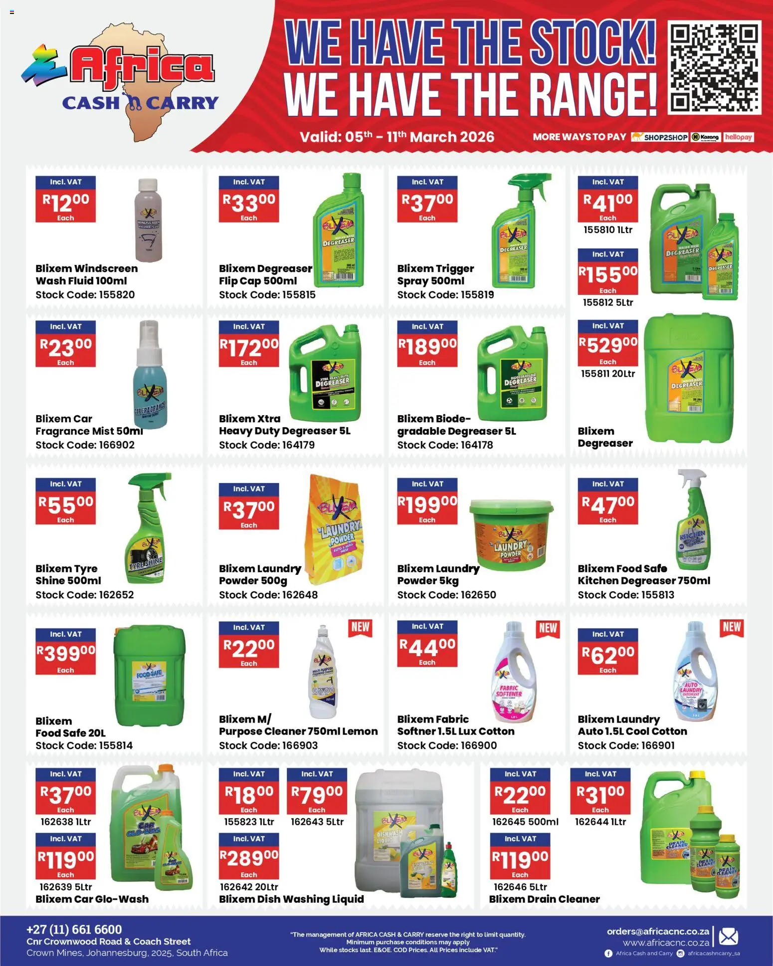 New Africa Cash & Carry catalogue – valid from 05.03.2026 | Page: 44 | Products: Softner, Fragrance, Stock, Lemon