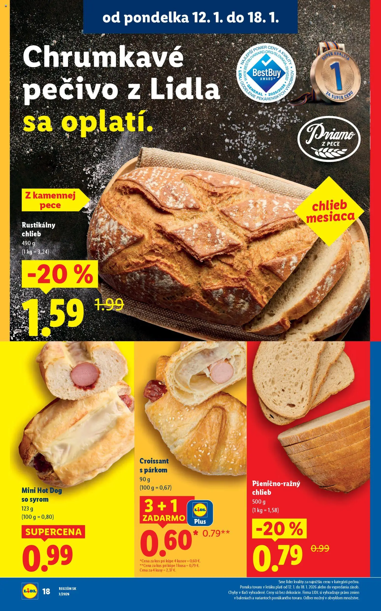 Nové Lidl akcie – leták je platný od 15.01.2026 | Strana: 52 | Produkty: Chlieb, Croissant