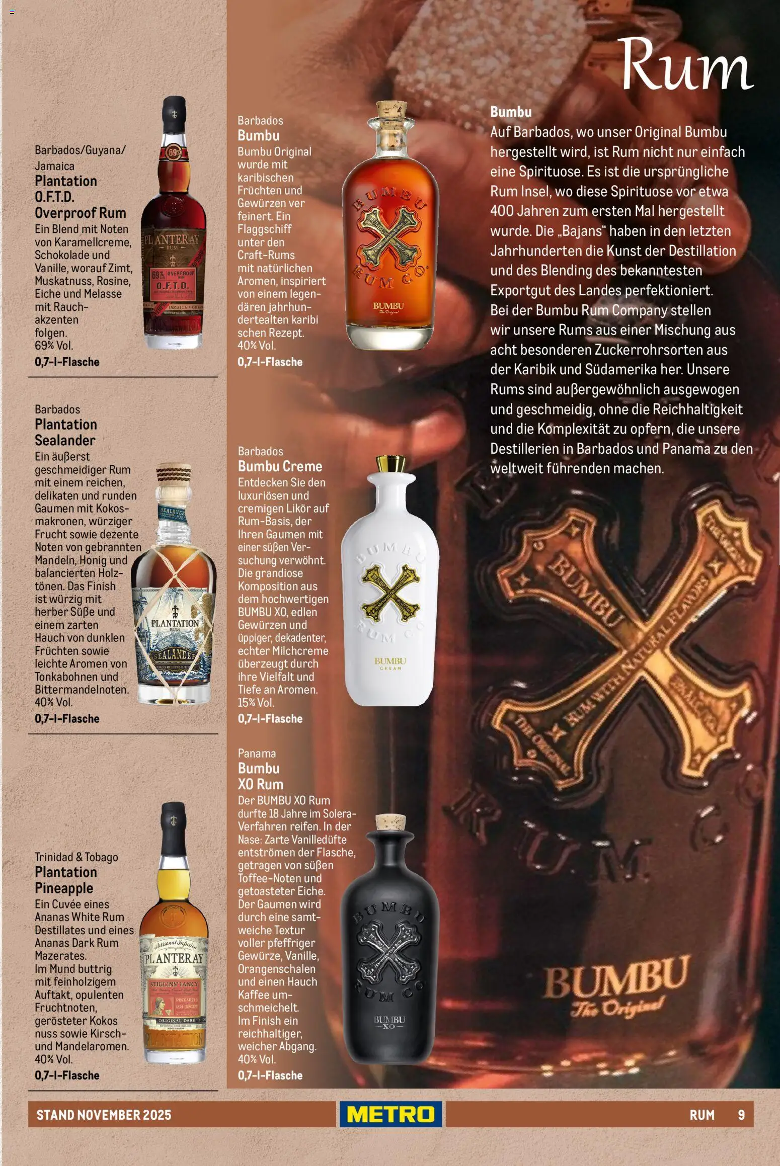 Metro - Spirituosen Sortiment – gültig ab 01.12.2025 | Seite: 9 | Produkte: Schokolade, Likör, Ananas, Creme